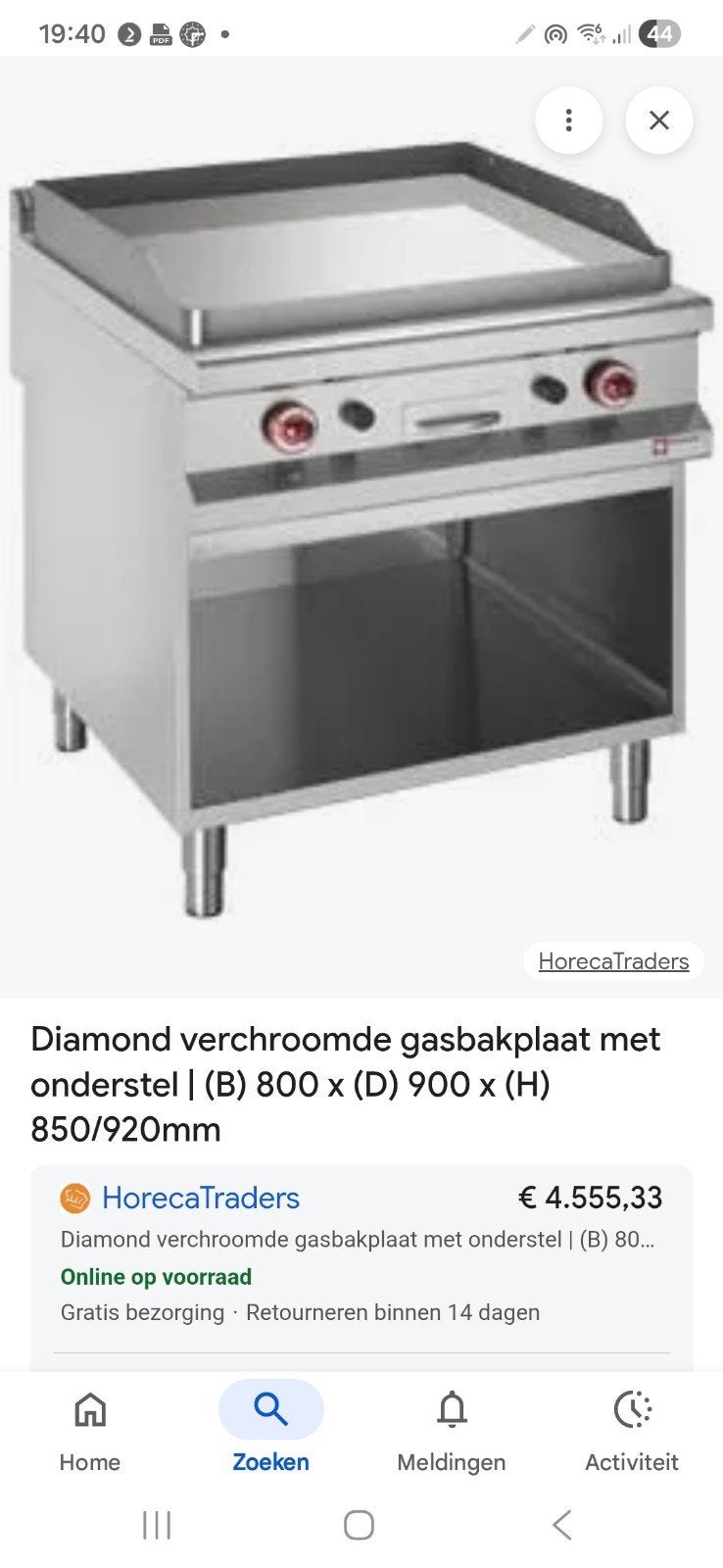 Horeca bakplaat diamandt gas, Ophalen of Verzenden, Fornuis, Frituur en Grillen