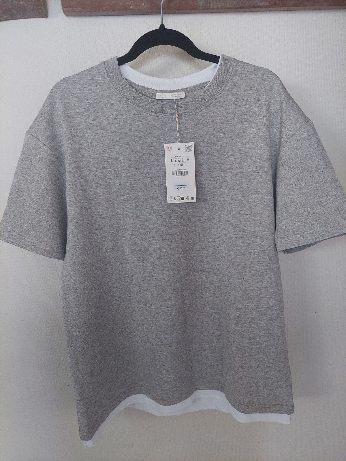 herenshirt L grijs/wit nieuw, Kleding | Heren, Nieuw, Overige maten, Ophalen of Verzenden, Zara Man