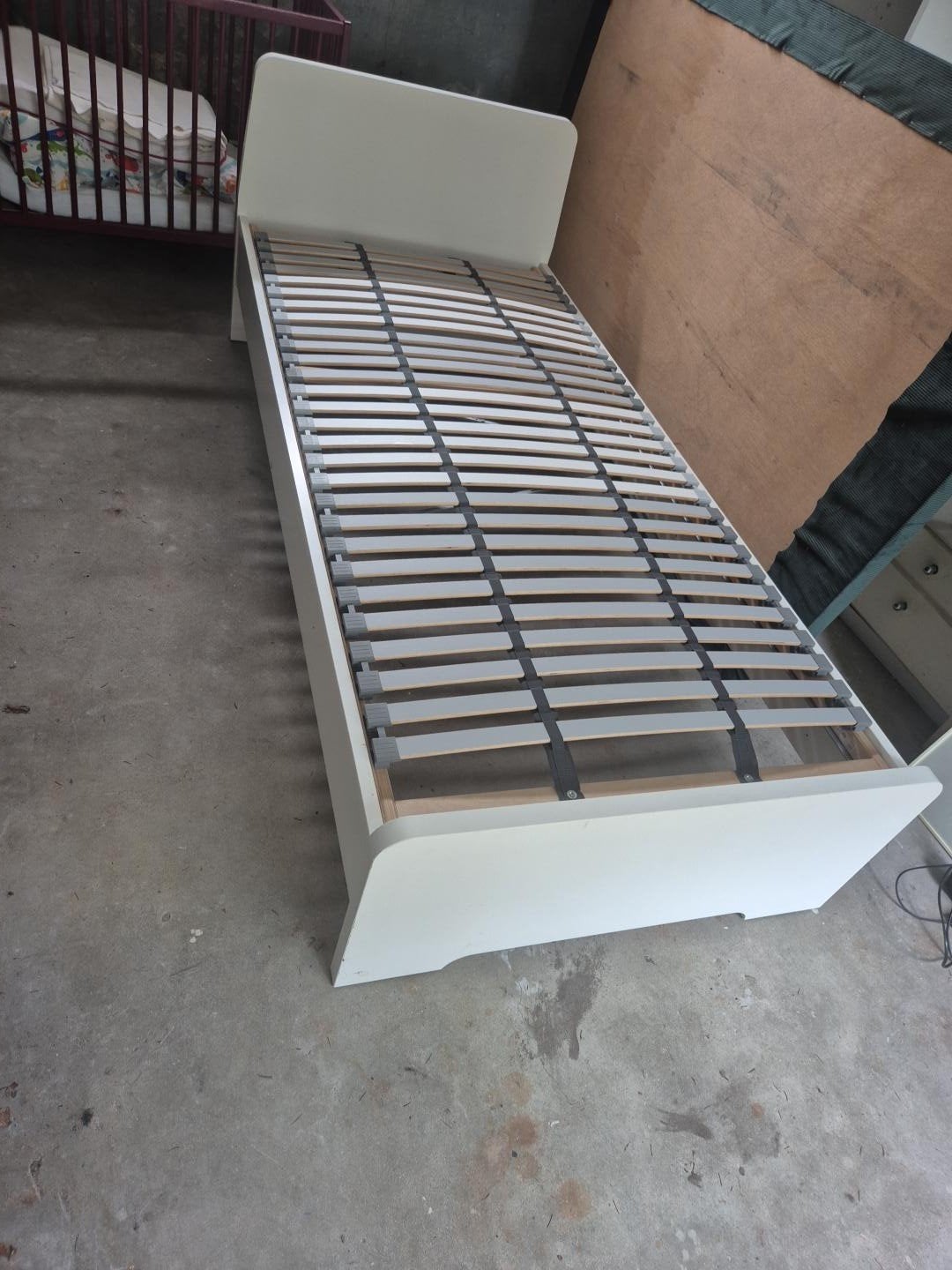 Wit eenpersoonsbed inclusief lattenbodem, Ophalen, Gebruikt, 90 cm, Eenpersoons