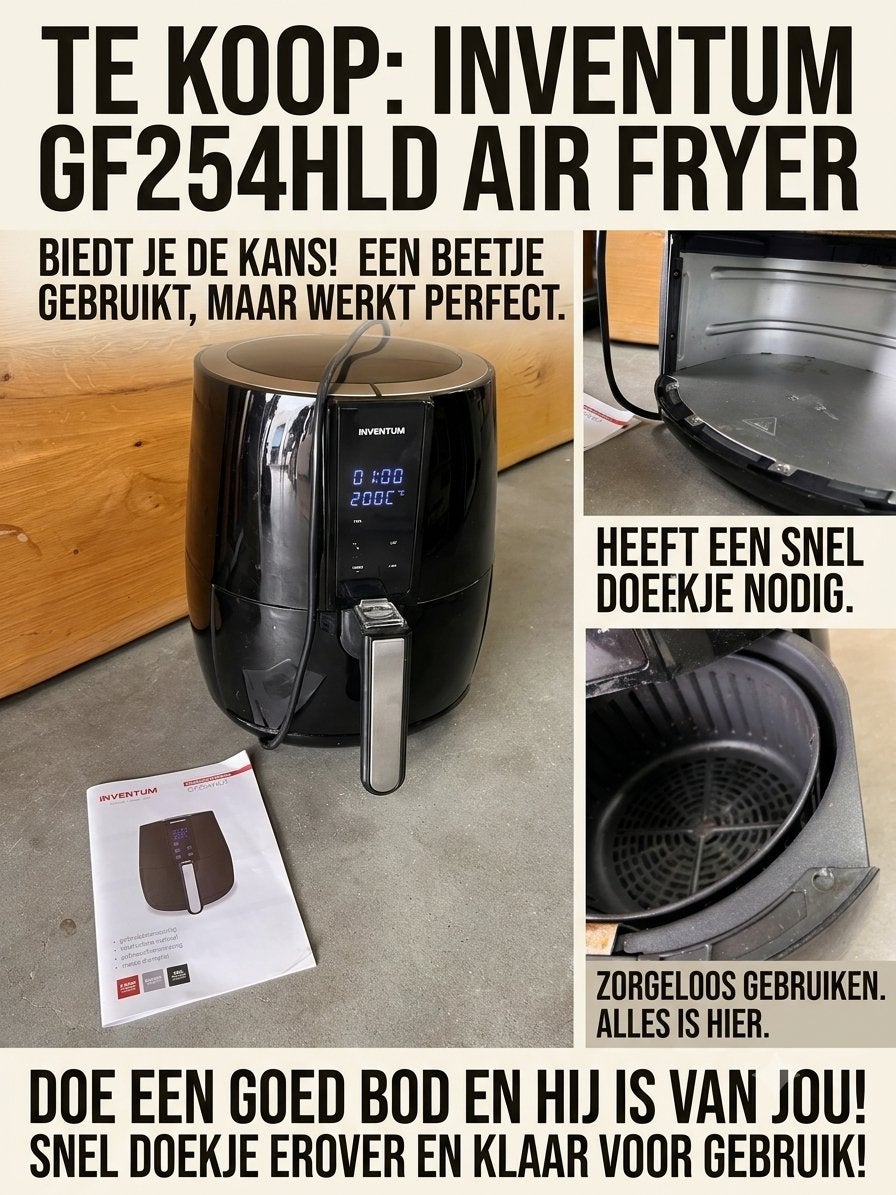 Inventum Hetelucht Friteuse / Airfryer GF254HLD, D, Airfryer XL, 1500 gram of meer, Ophalen of Verzenden