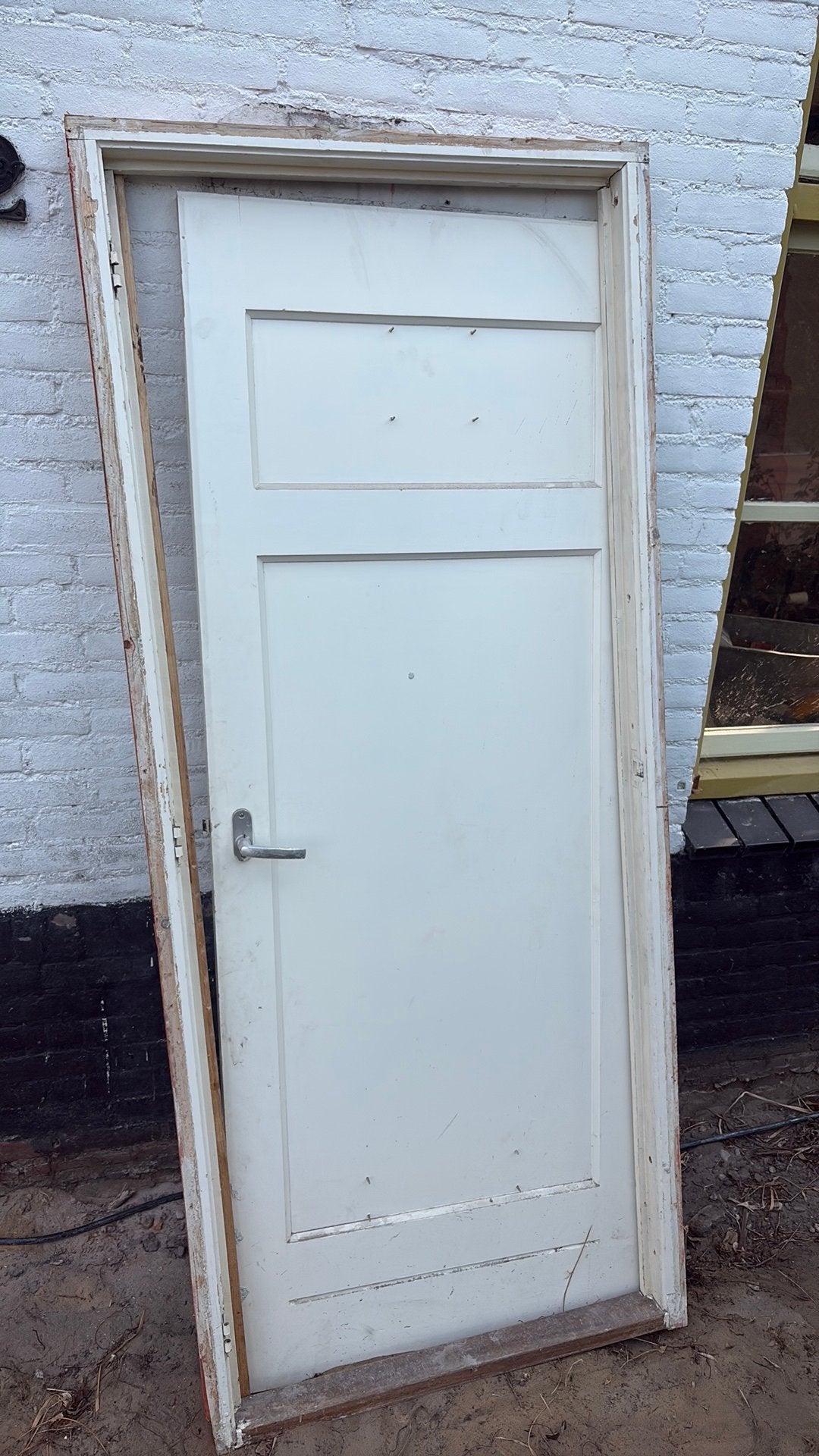 Deur incl kozijn, Doe-het-zelf en Verbouw, Kozijnen en Schuifpuien, Deurkozijn, Zo goed als nieuw, 150 tot 225 cm, Hout