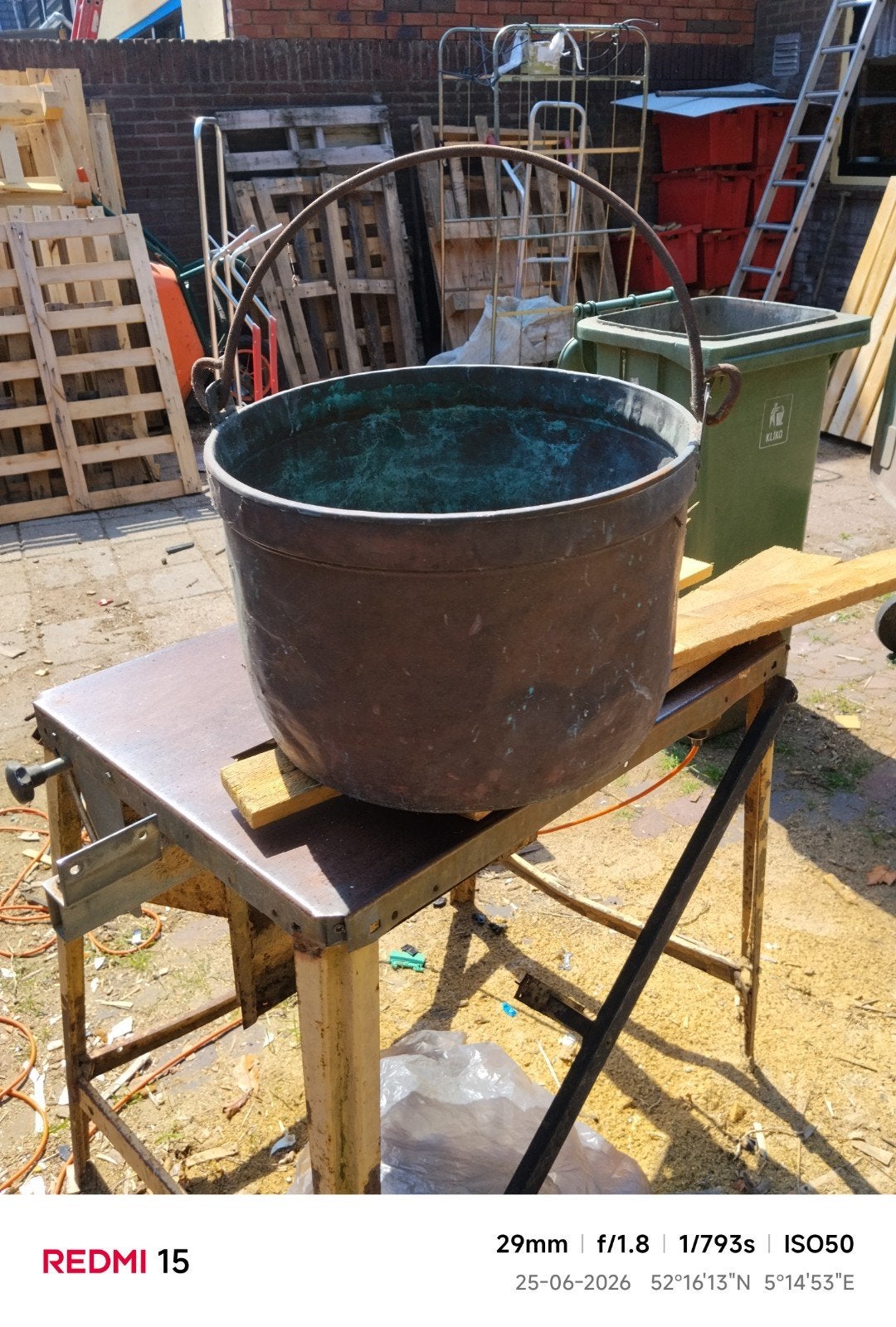 Koperen ketel  dia 44cm diepte. 30, Antiek en Kunst, Ophalen of Verzenden