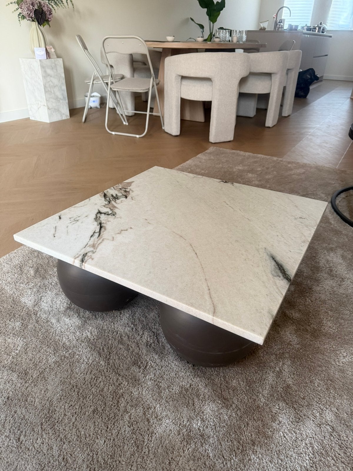 Marmer salontafel nieuw, Ophalen, 100 tot 150 cm, Rond, 50 tot 100 cm