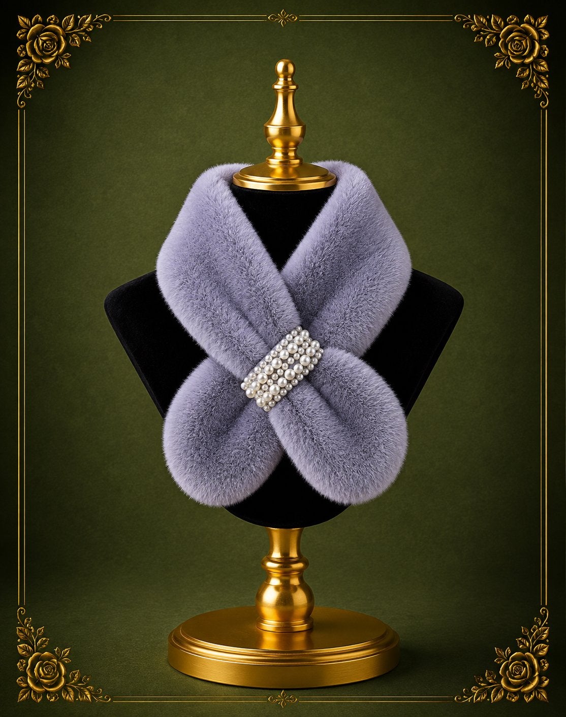 Lila Faux Fur Sjaal met Parel Broche, Ophalen of Verzenden, Nieuw, Maat 42/44 (L), Sjaal