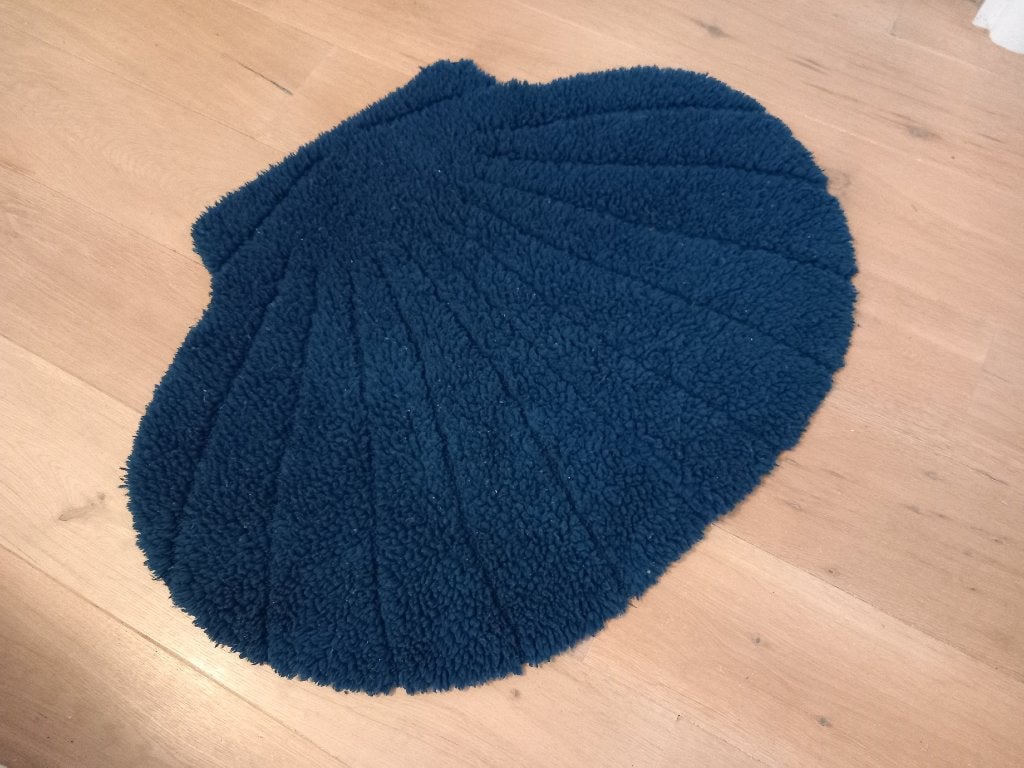 grote, fijne badmat, vintage mat badkamer wc douche, schelp, Ophalen, Blauw