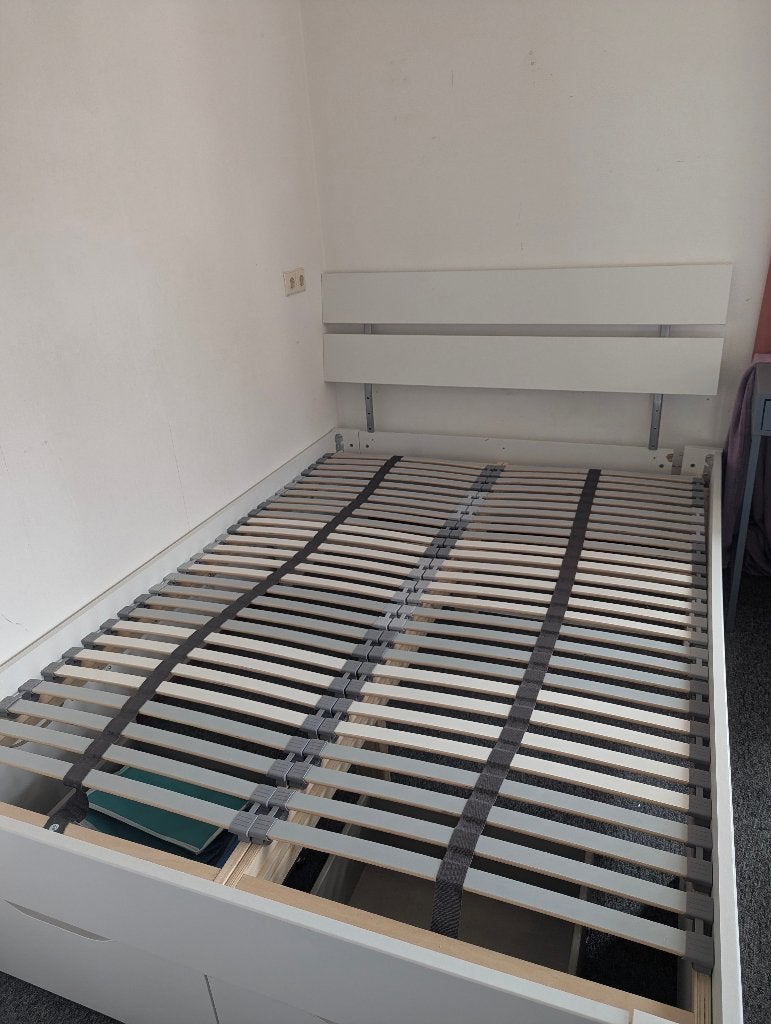 Wit bed incl. Lattenbodem, Huis en Inrichting, Ophalen, Gebruikt, Wit, 140 cm