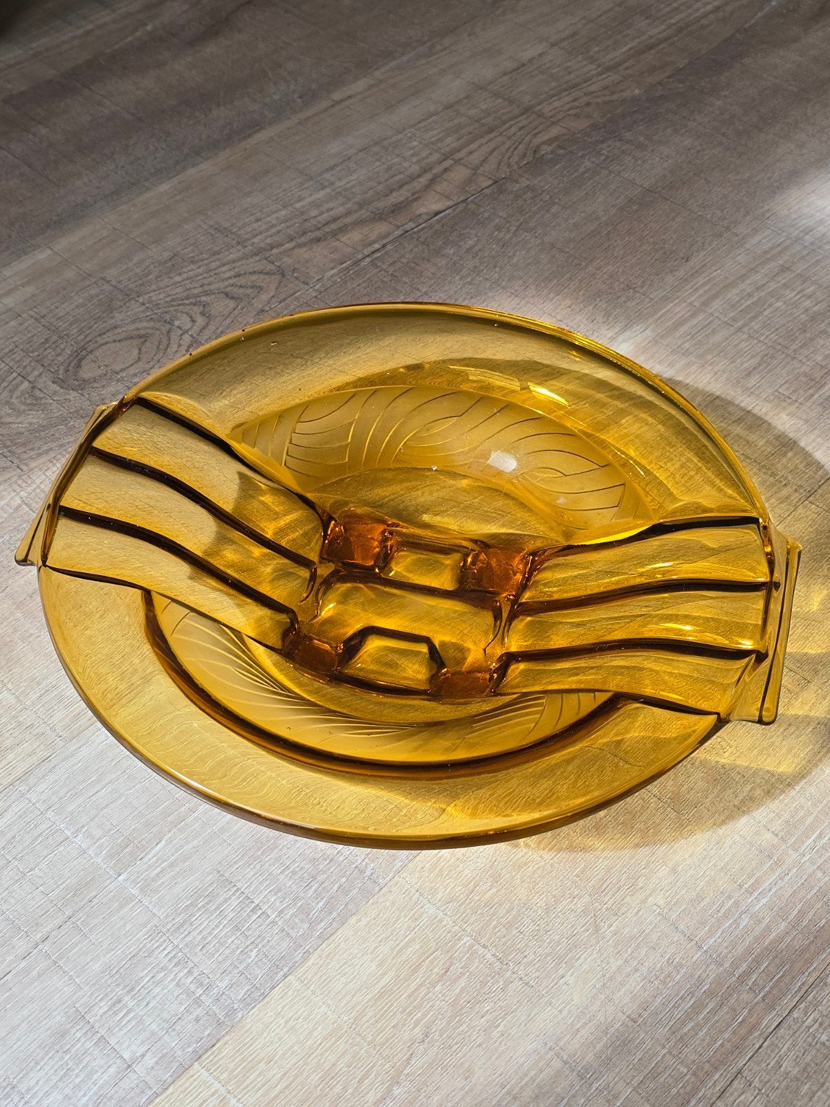Prachtige vintage antieke Art Deco amber kleurige schaal, Antiek en Kunst, Ophalen of Verzenden