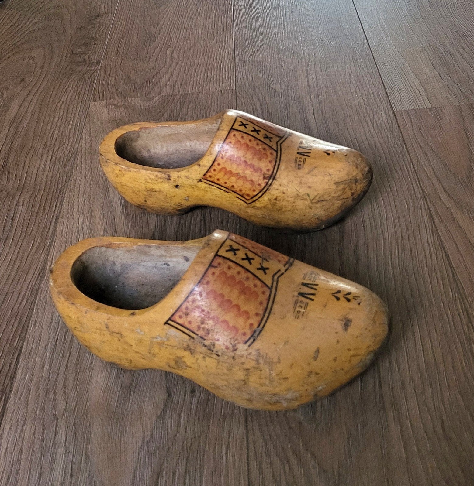 Paar oude geel houten klompen, Ophalen of Verzenden, Gebruikt