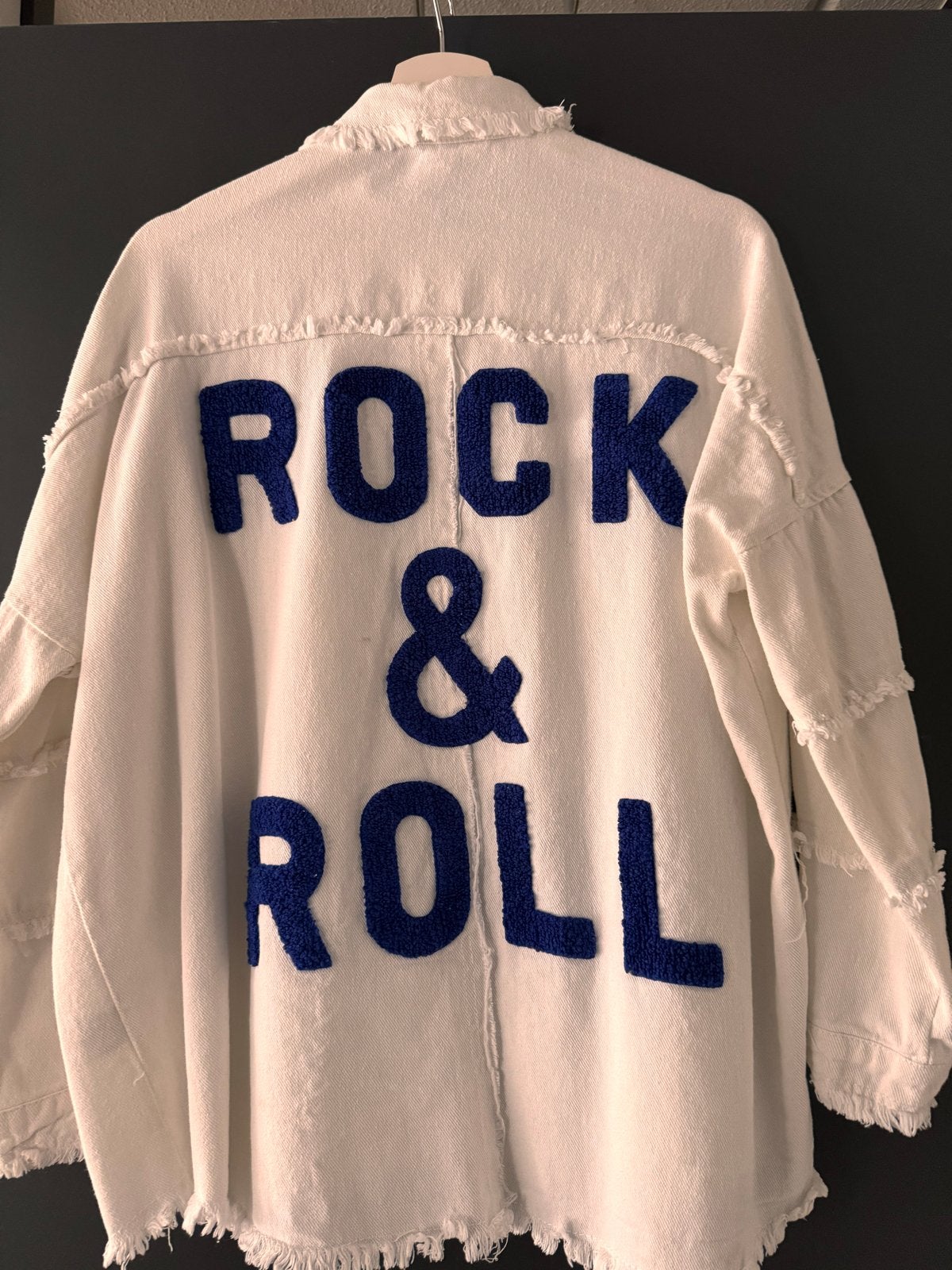 Jubylee spijkerjasje 'Rock & Roll' maat L, Kleding | Dames, Ophalen of Verzenden, Gedragen, Maat 42/44 (L), Wit