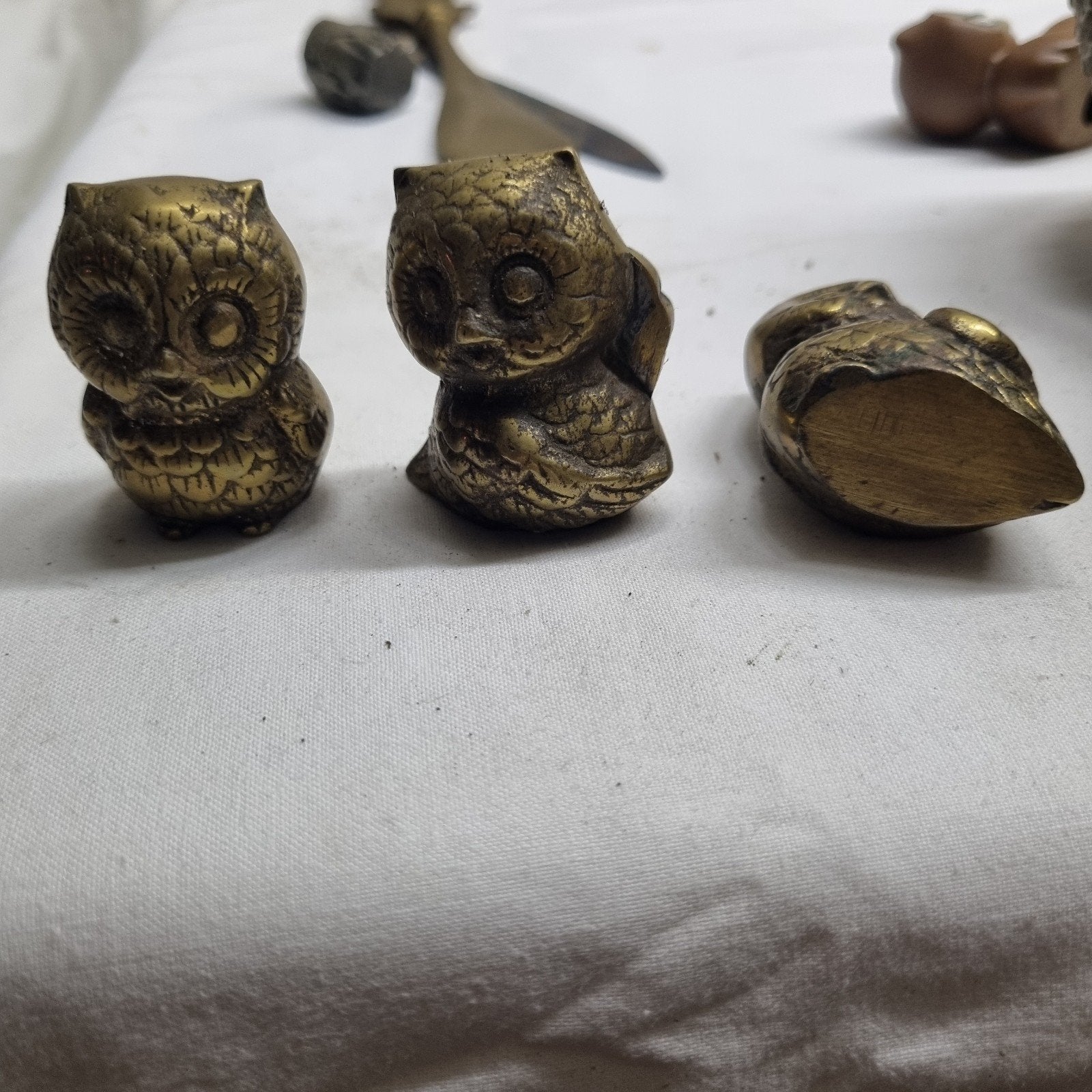 Set van 3 bronzen uilen beeldjes, Antiek en Kunst, Ophalen