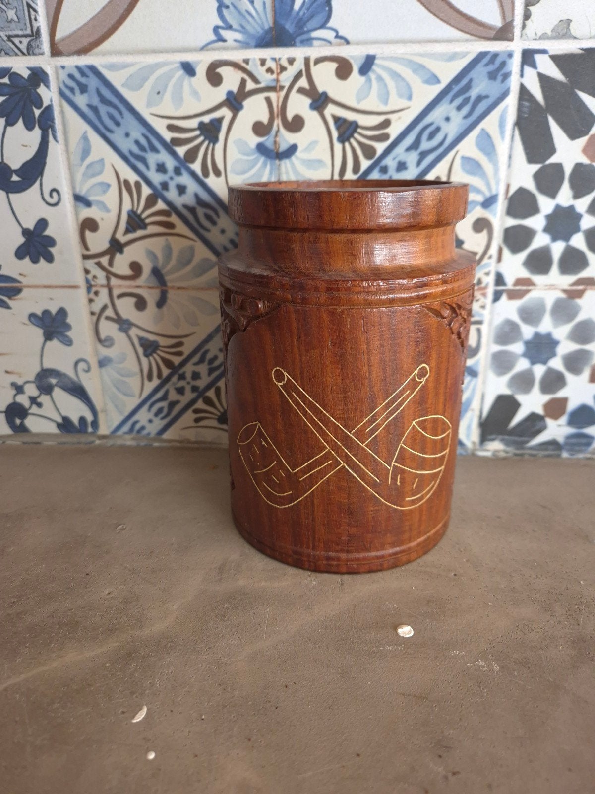 Houten pijptabakpot., Ophalen of Verzenden, Gebruikt, Tabaksdoos of Verpakking