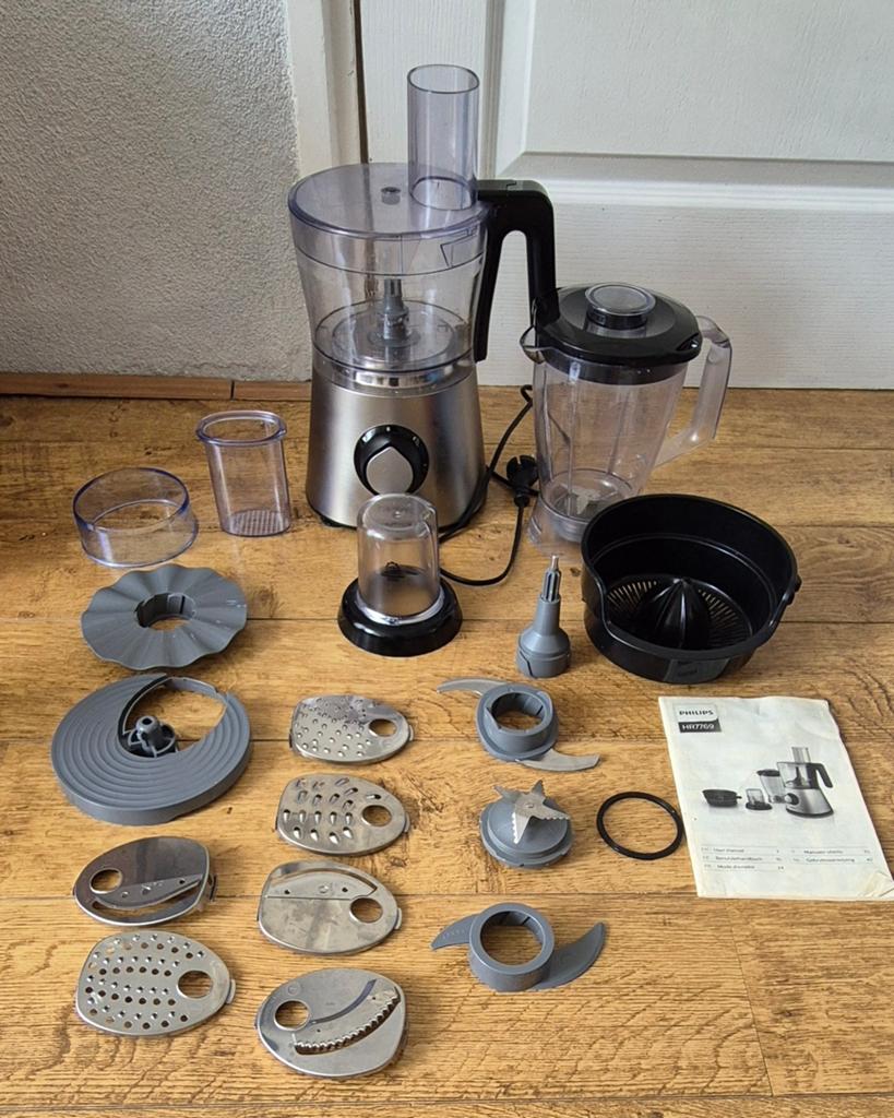 Philips HR7769 Keukenmachine met Blender en Accessoires, Gebruikt, 2 snelheden, Ophalen of Verzenden, 2 tot 3 liter