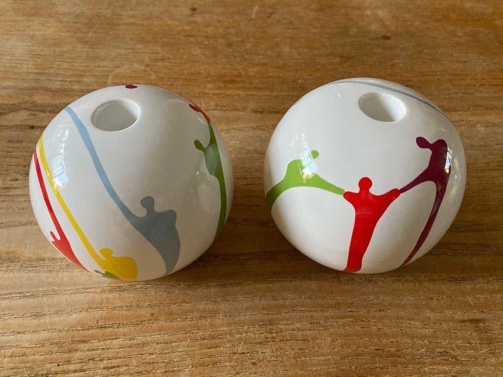 2 kandelaars Corry Ammerlaan voor Artihoven, Antiek en Kunst, Kunst | Designobjecten, Wit, Ophalen of Verzenden, Kandelaar, Gemerkt