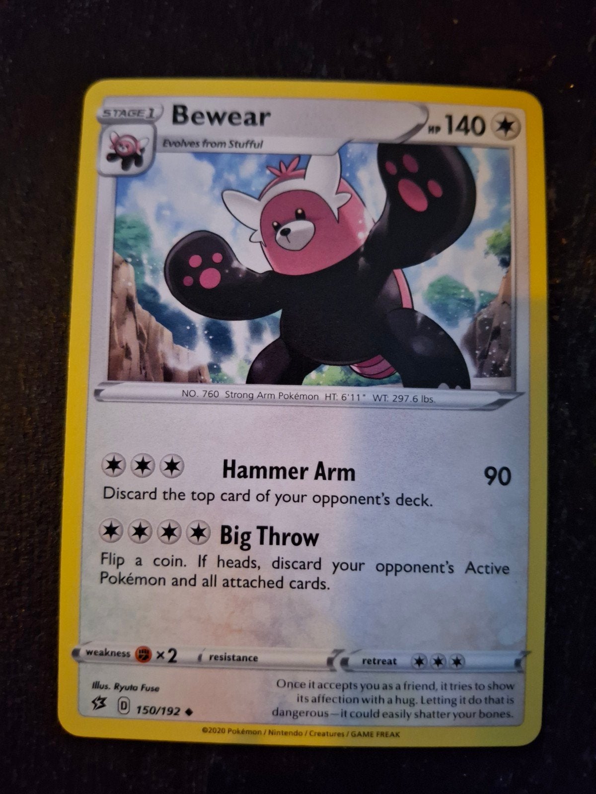 Pokémon Kaart Bewear 150/192 Sword & Shield Rebel Clash, Ophalen of Verzenden, Zo goed als nieuw, Losse kaart