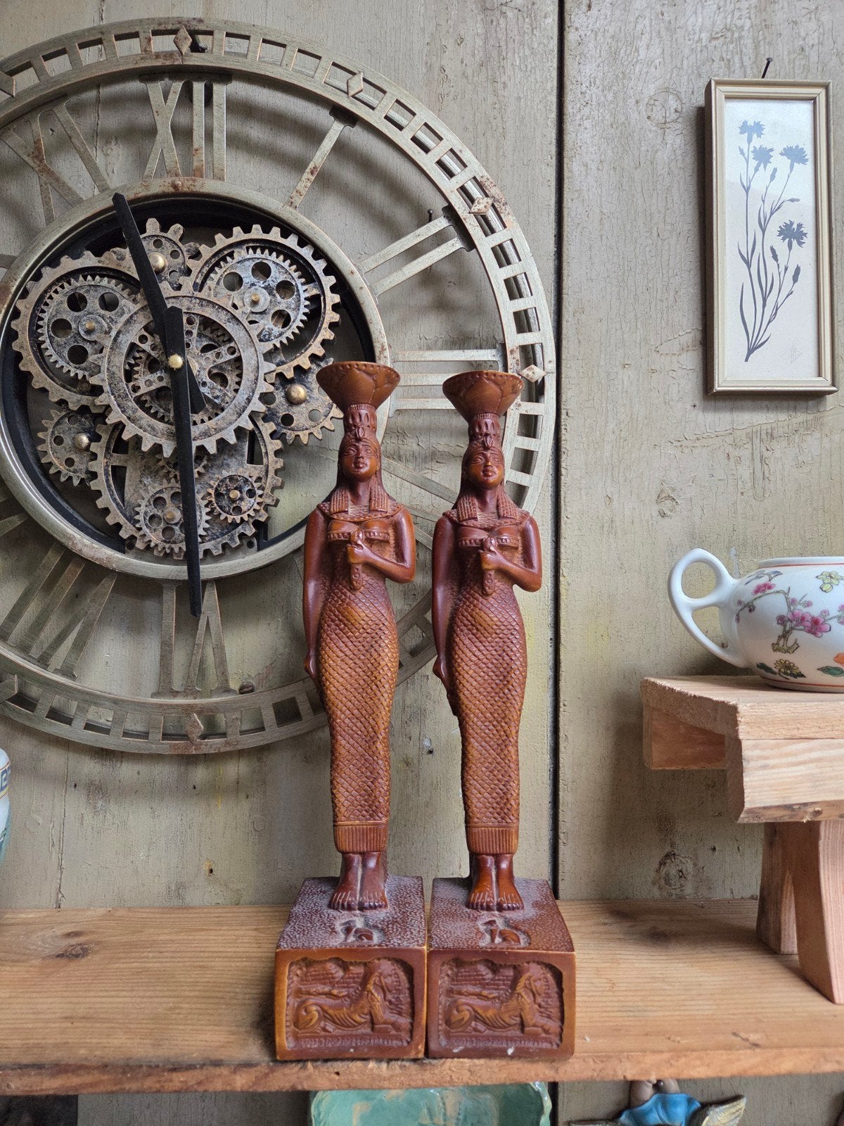 Set van 2 Egyptische beelden steen, Ophalen of Verzenden