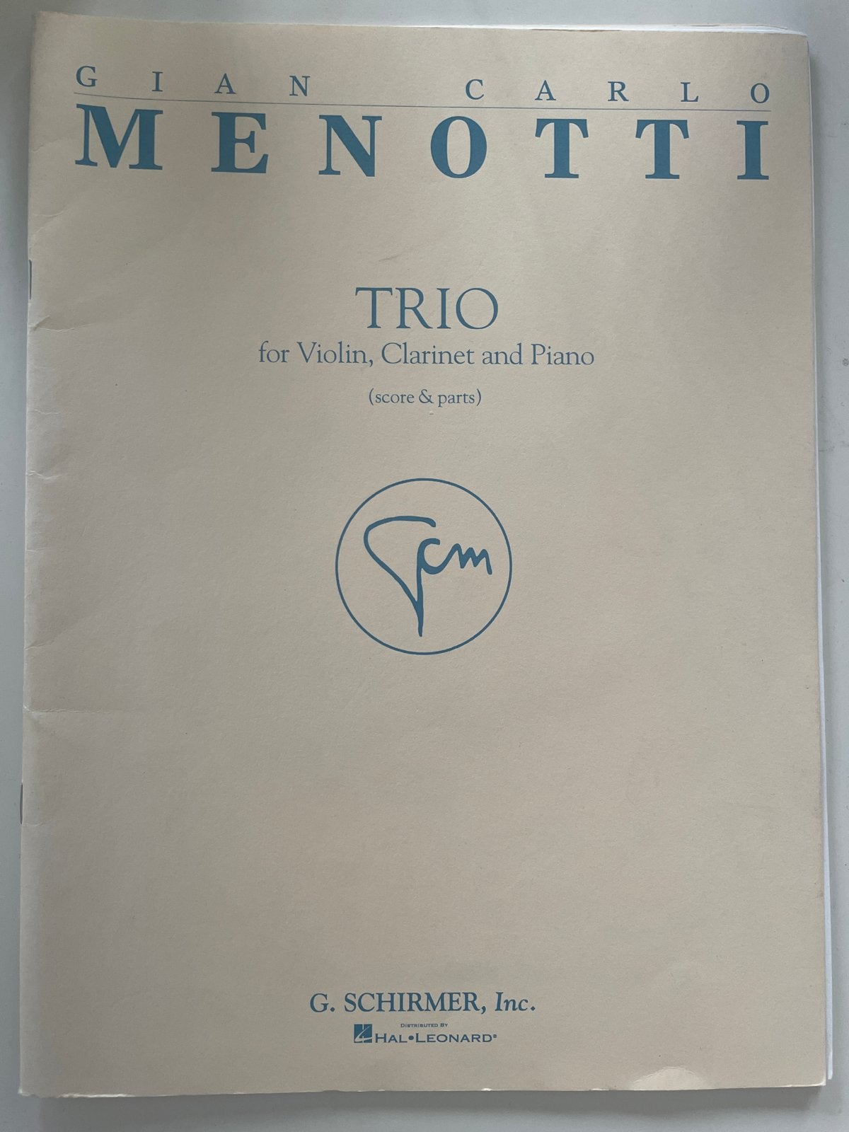 Gian Carlo Menotti - Trio voor Viool, Klarinet en Piano, Muziek en Instrumenten, Bladmuziek, Klassiek, Ophalen of Verzenden, Zo goed als nieuw