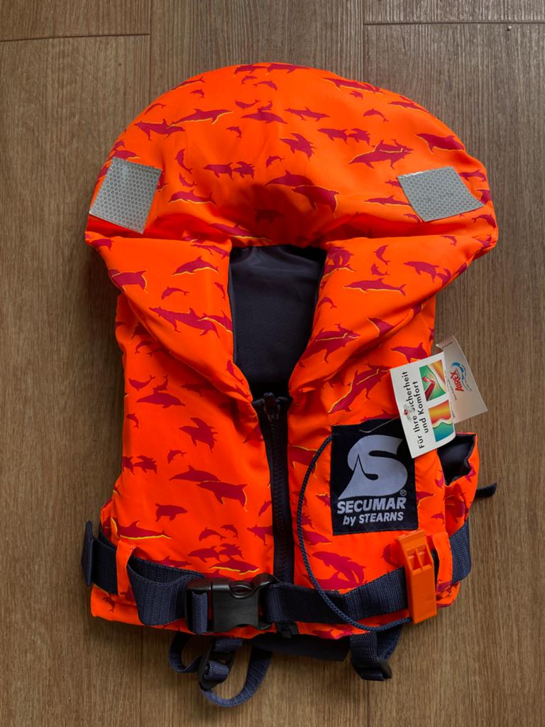 Secumar Bravo reddingsvest 5-10 kg - Oranje met dolfijnen, Ophalen of Verzenden, Nieuw, Kind, Reddingsvest of Zwemvest