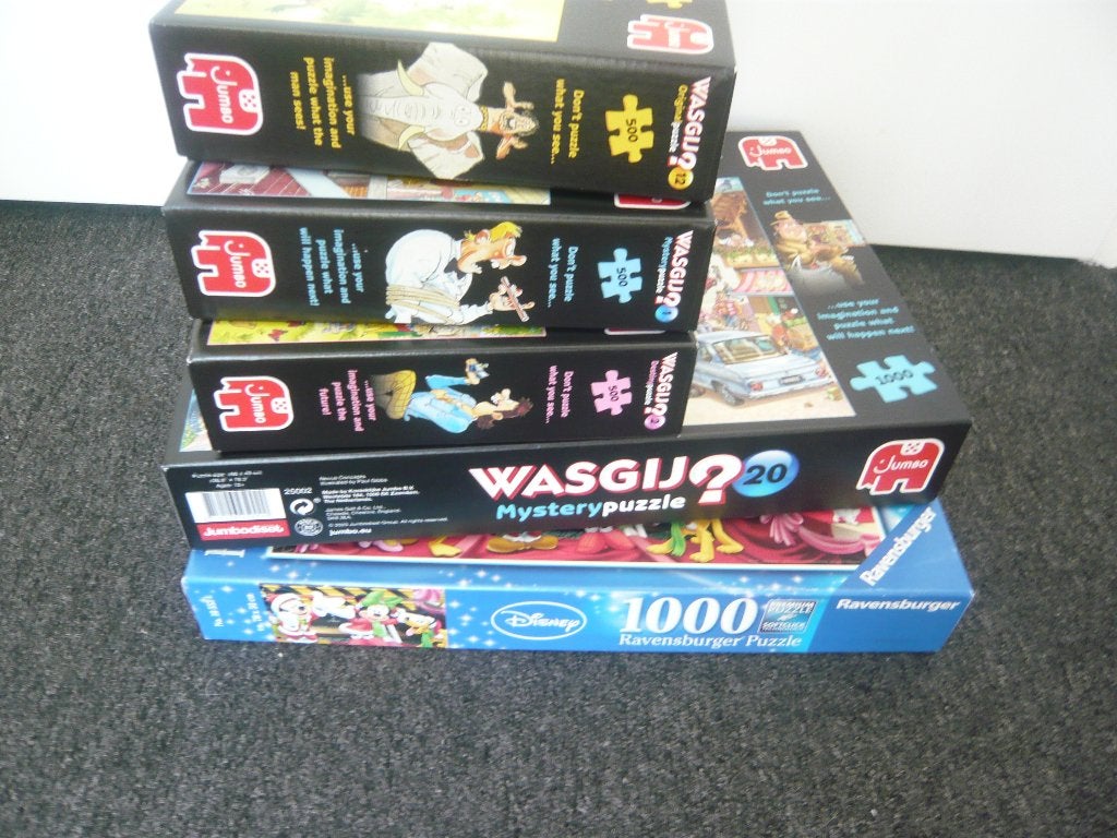 Wasgij puzzels 500 en 1000 st. z.g.a.n., Ophalen of Verzenden, 500 t/m 1500 stukjes, Zo goed als nieuw, Legpuzzel