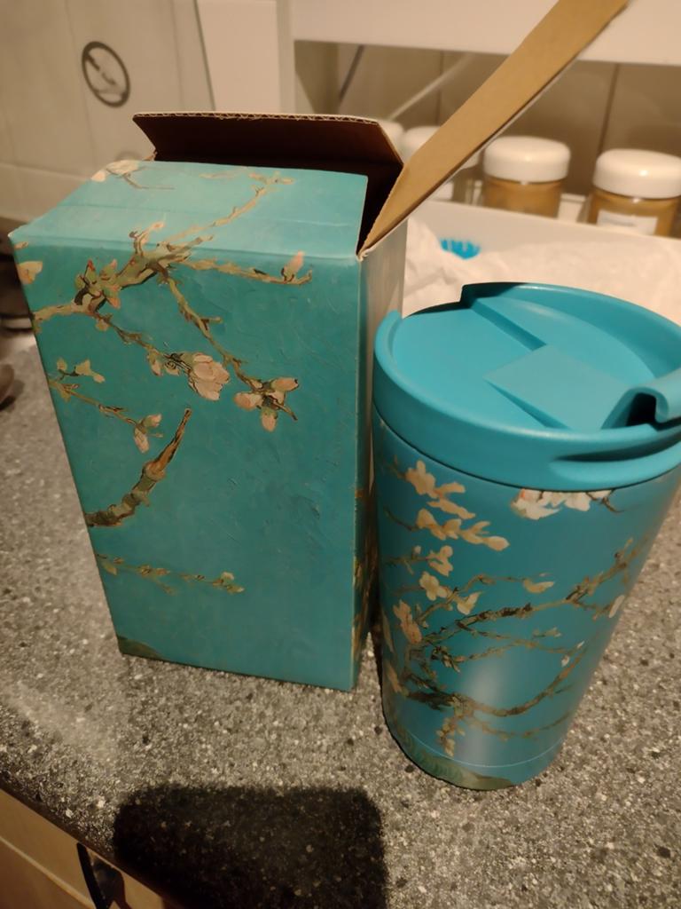 Thermobeker met Van Gogh 'Amandelbloesem' design, Flessenkoeler, Blauw, Nieuw, Ophalen of Verzenden