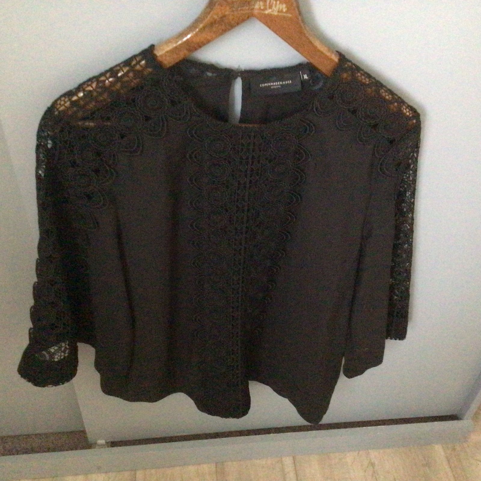 Copenhagen Muse blouse met kant -, Ophalen of Verzenden, Zo goed als nieuw, Maat 46/48 (XL) of groter, Zwart