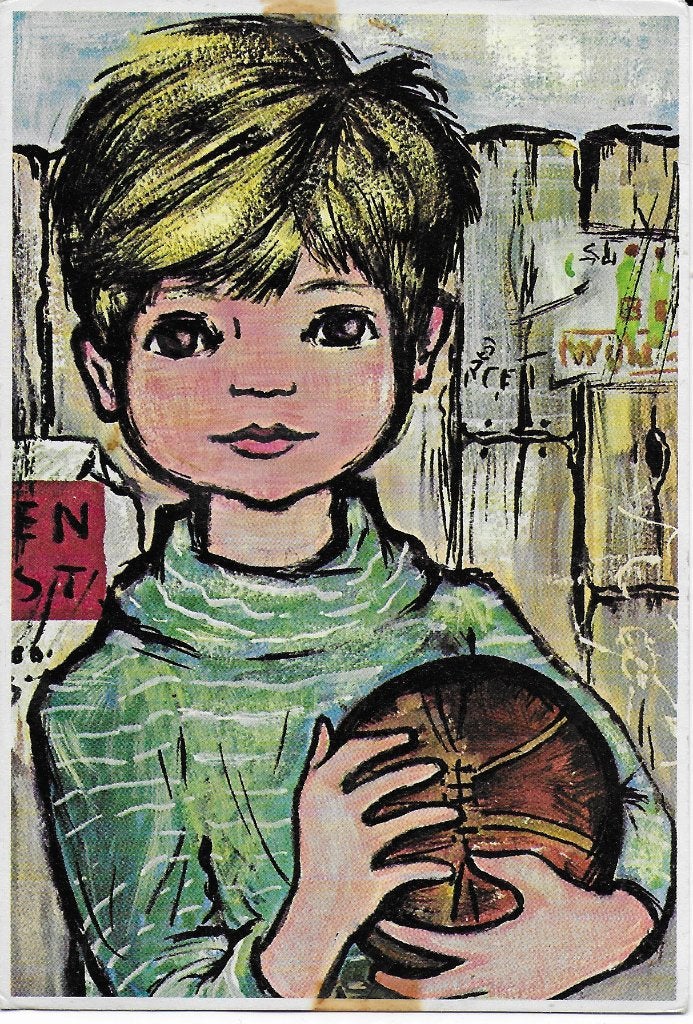 Ae114 Gelopen ansichtkaart jongen met bal, Ophalen of Verzenden, 1960 tot 1980, Gelopen, Kinderen