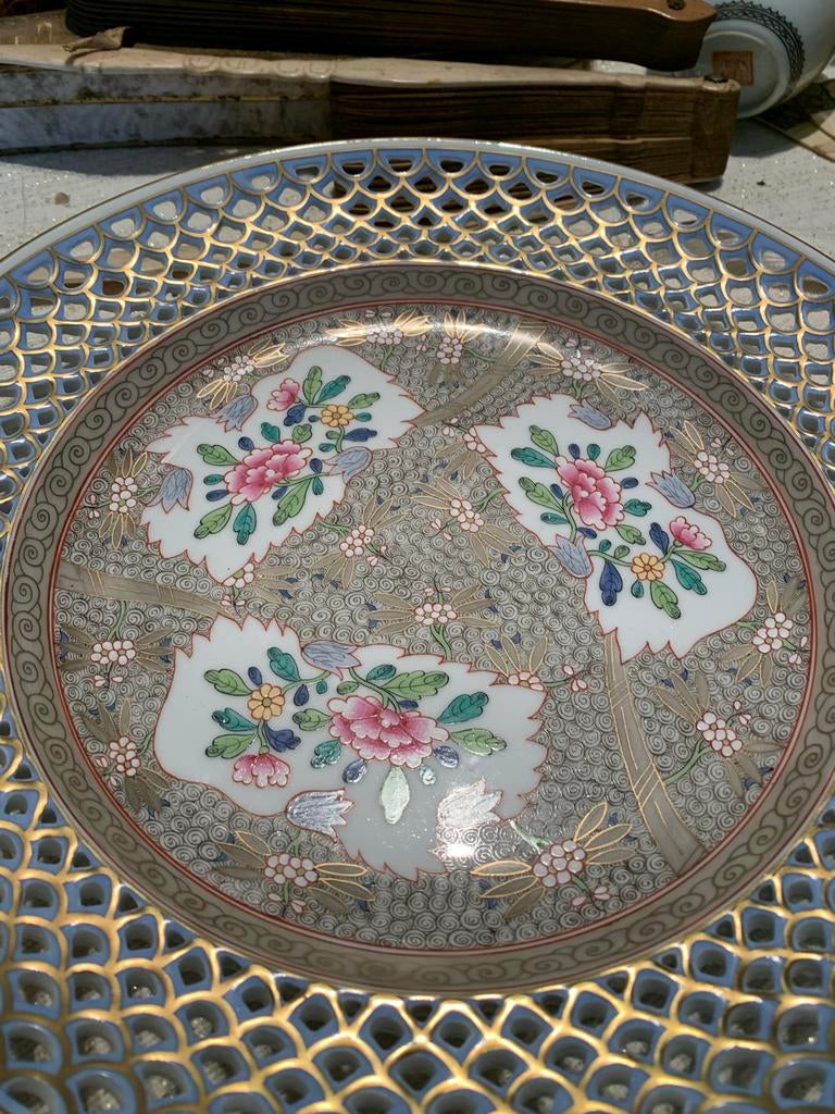 Herend Wandbord famille Rose - chinese decoratie, Ophalen of Verzenden