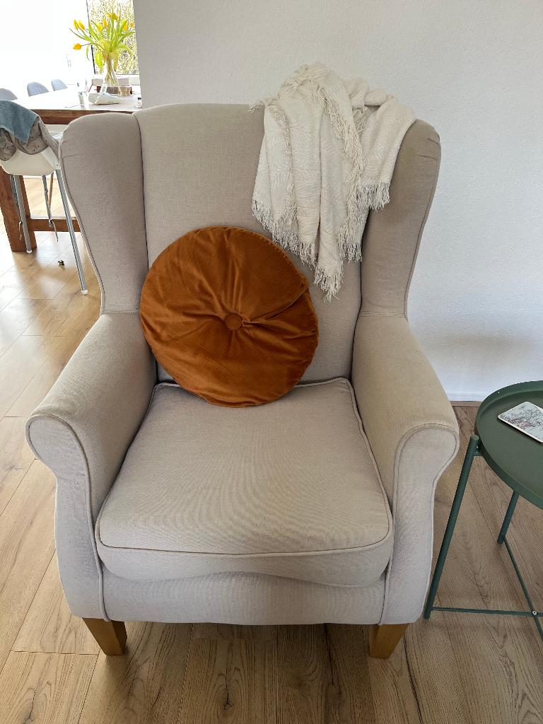 Beige arm chair, Ophalen, Gebruikt, 75 tot 100 cm