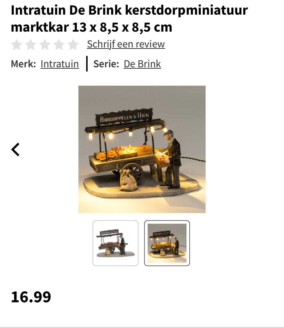 Kerstdorp Miniatuur marktwagen van Intratuin, Ophalen of Verzenden, Zo goed als nieuw