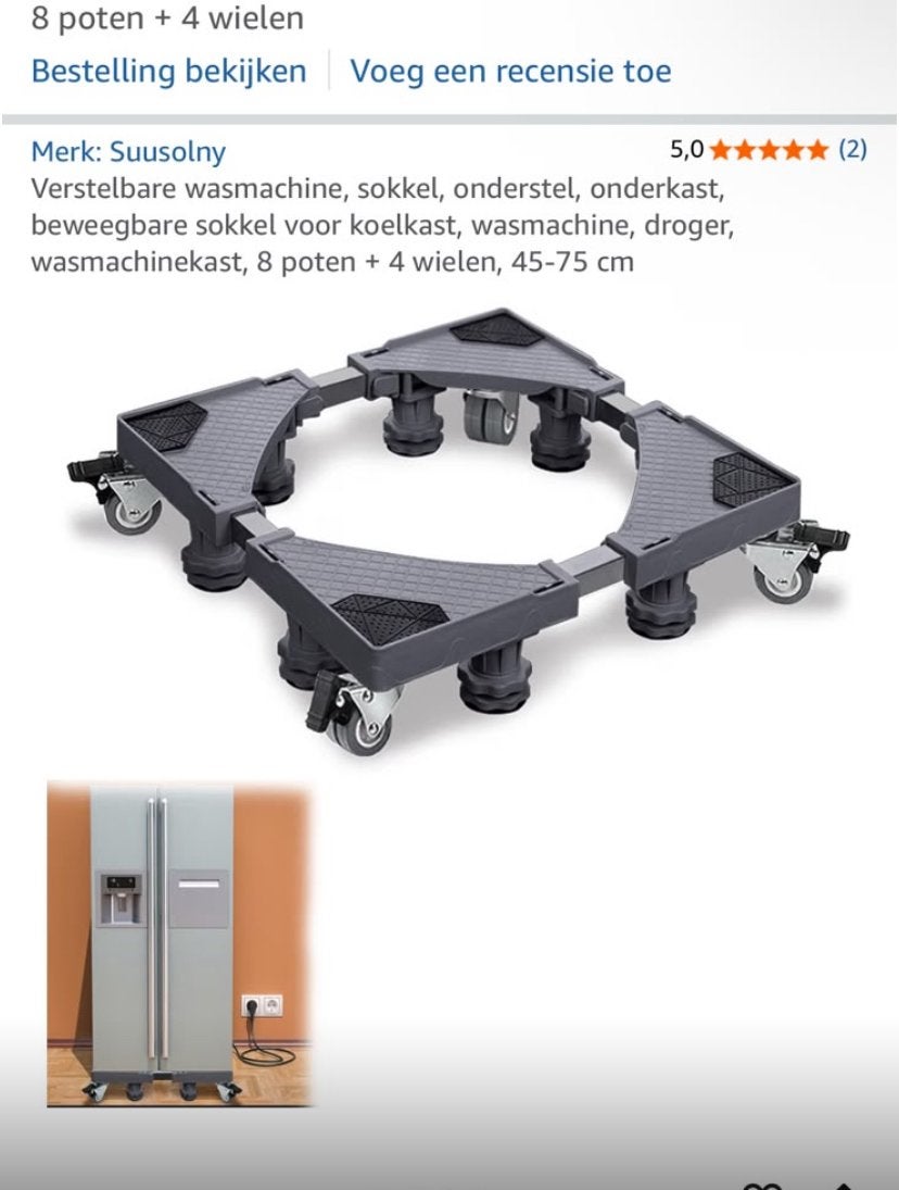 Verstelbare wasmachine/koelkast sokkel met wielen, Verzenden, Nieuw