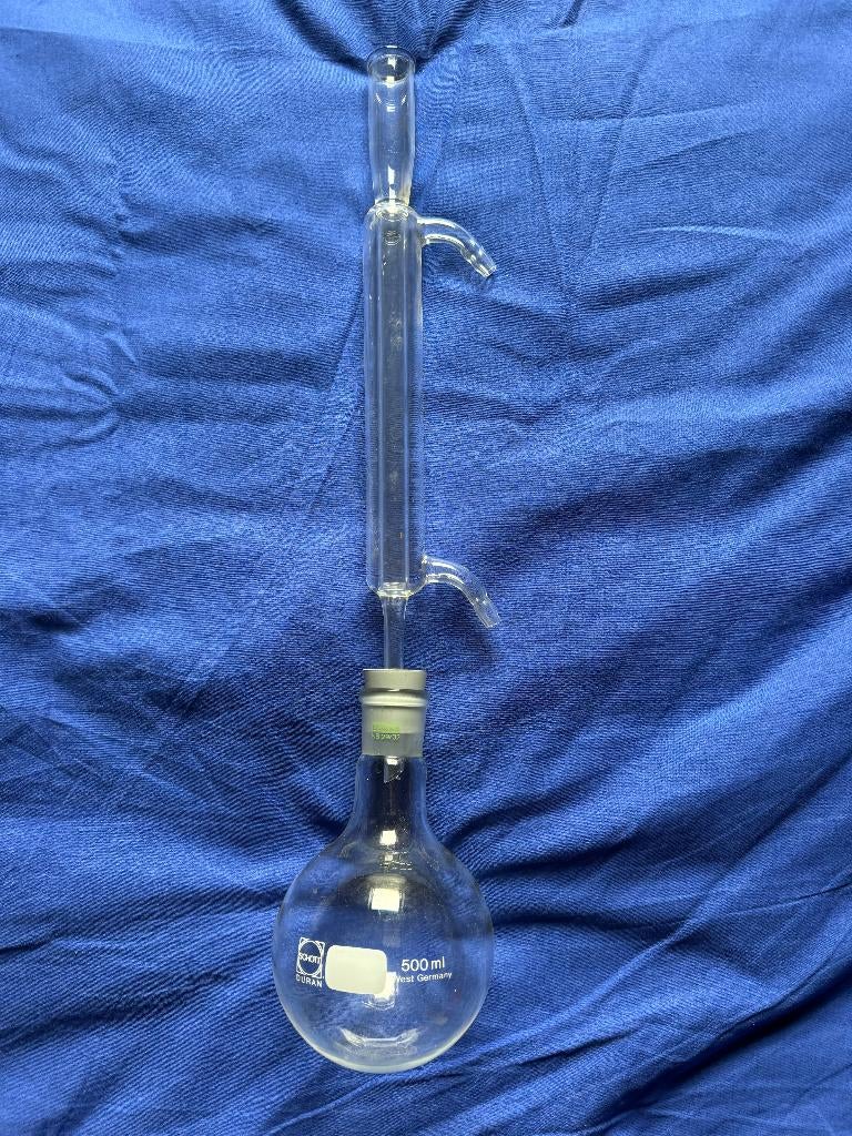 Refluxopstelling 500ml (laboratorium-destillatie), Hobby en Vrije tijd, Overige Hobby en Vrije tijd, Zo goed als nieuw, Ophalen of Verzenden