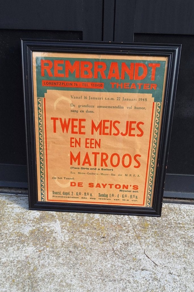 Bioscoopposter amusement film Twee meisjes en een matroos📽, Ophalen, Gebruikt, ., Poster