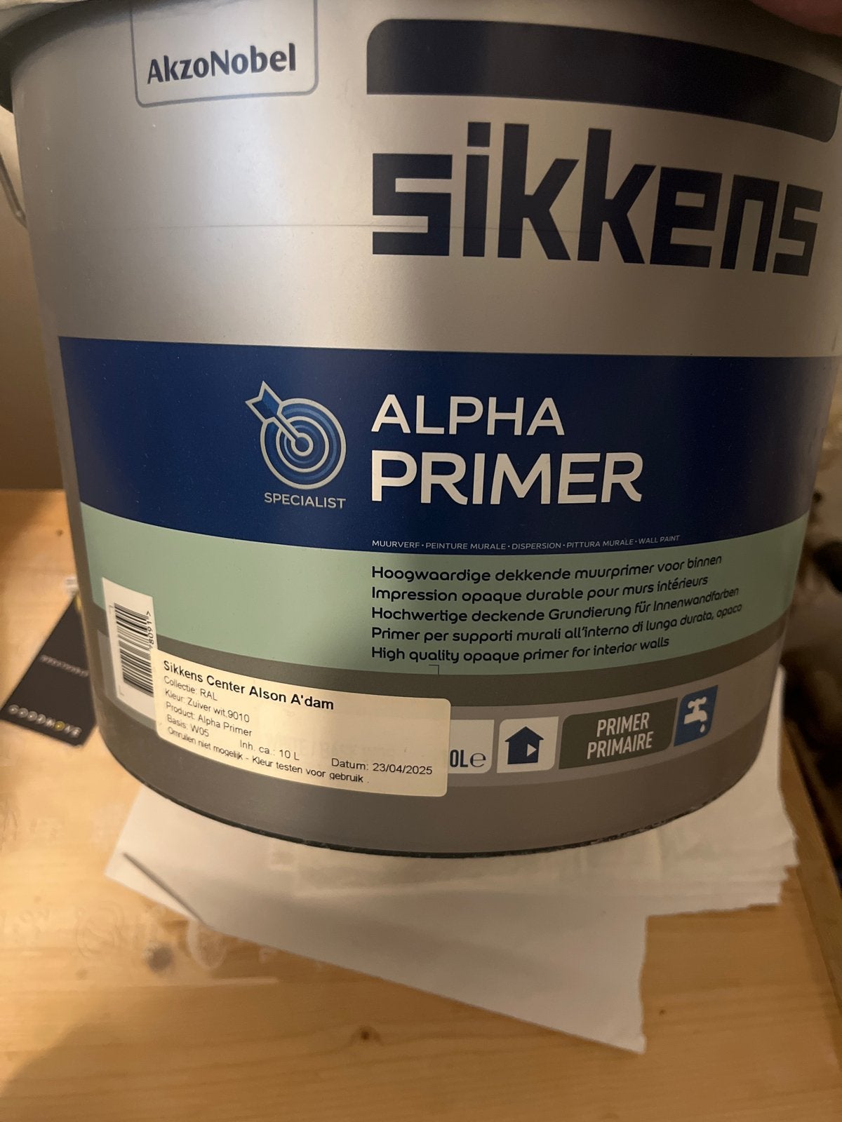 Sikkens Alpha Primer Muurverf - 10L Zuiver Wit, Ophalen, Nieuw, Overige typen