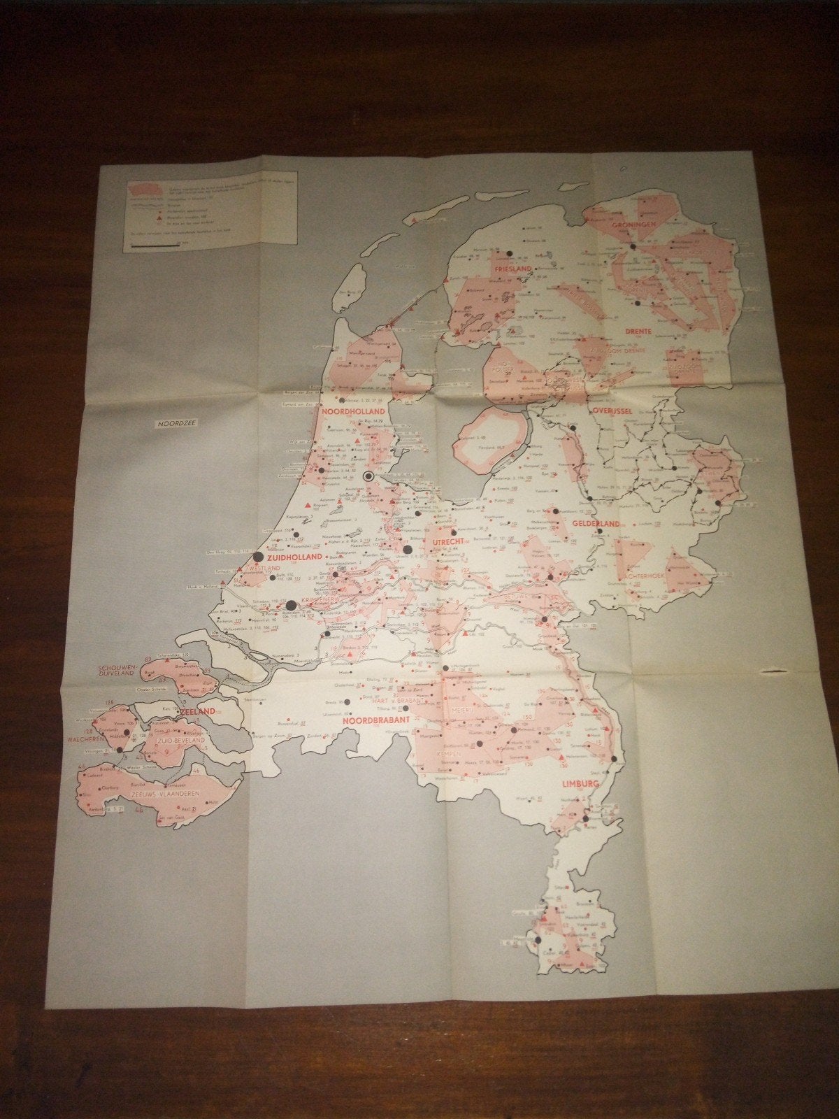 Oude landkaart Nederland met fietsroutes, Boeken, Ophalen of Verzenden, Landkaart, 1800 tot 2000, Nederland