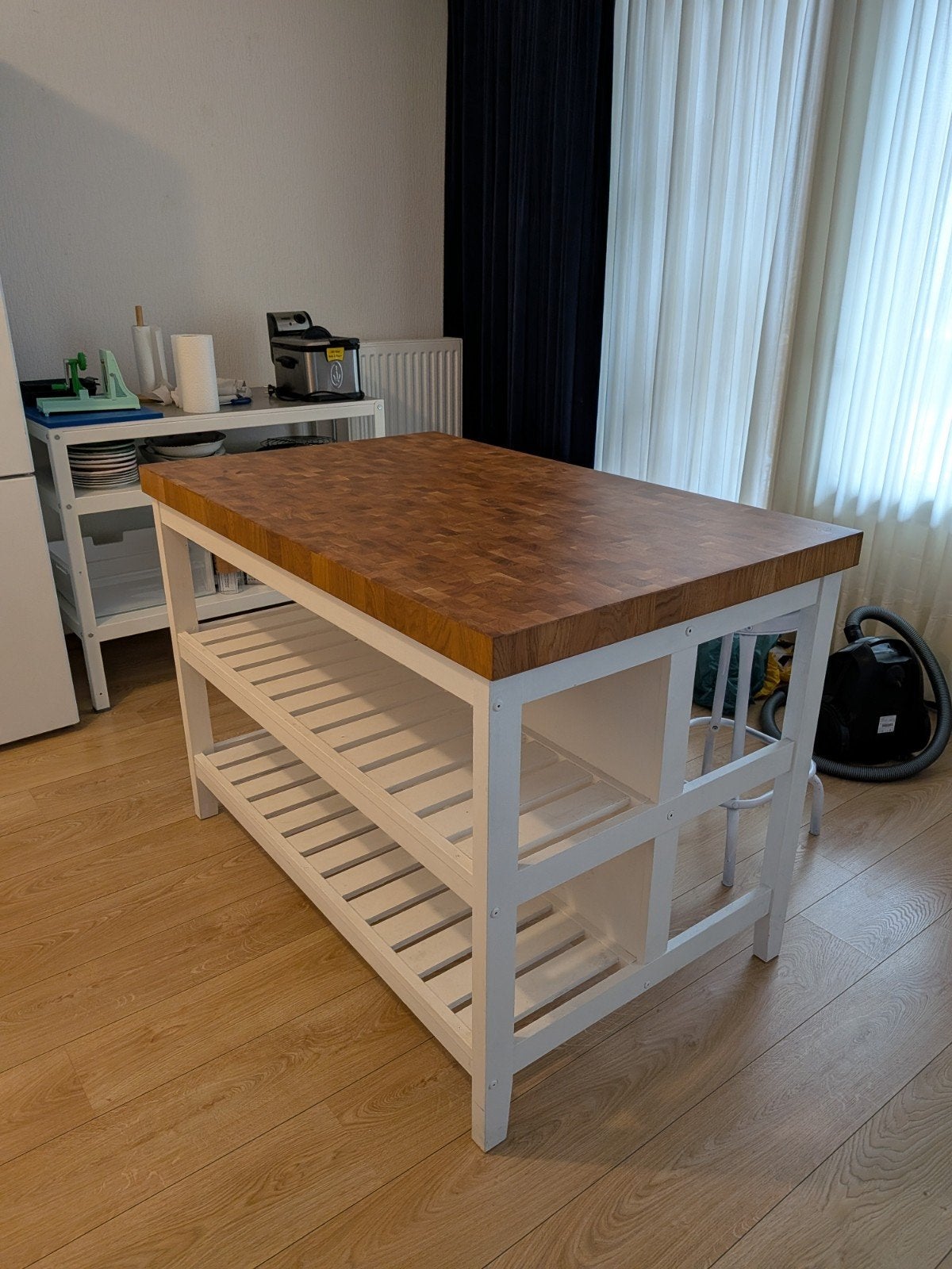 IKEA Vadholma Keukeneiland met massief houten blad, Huis en Inrichting, Ophalen, Hout, IKEA, Wit