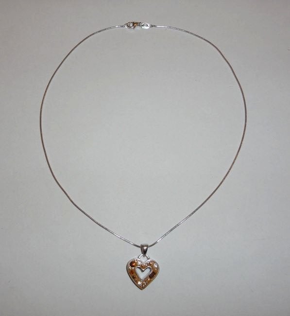 Kettinger 925 Hartje emaille zirkonia okergeel, Ophalen of Verzenden, Nieuw, Zilver, Zilver