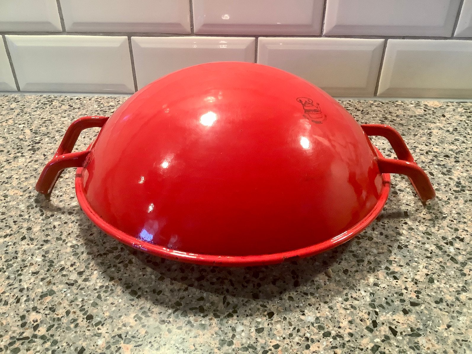 ❤️ KLEIN model rood emaille wok met stempel van BK, Ophalen of Verzenden