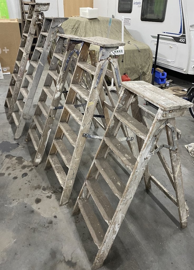 Oude houten schilders trappen, Ophalen, Gebruikt, Trap, Opvouwbaar of Inschuifbaar
