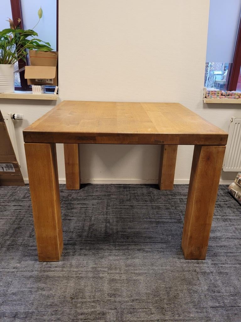 Massief houten tafel 98x98 – super stevig – industrieel, Ophalen, Vierkant, 50 tot 100 cm, 50 tot 100 cm