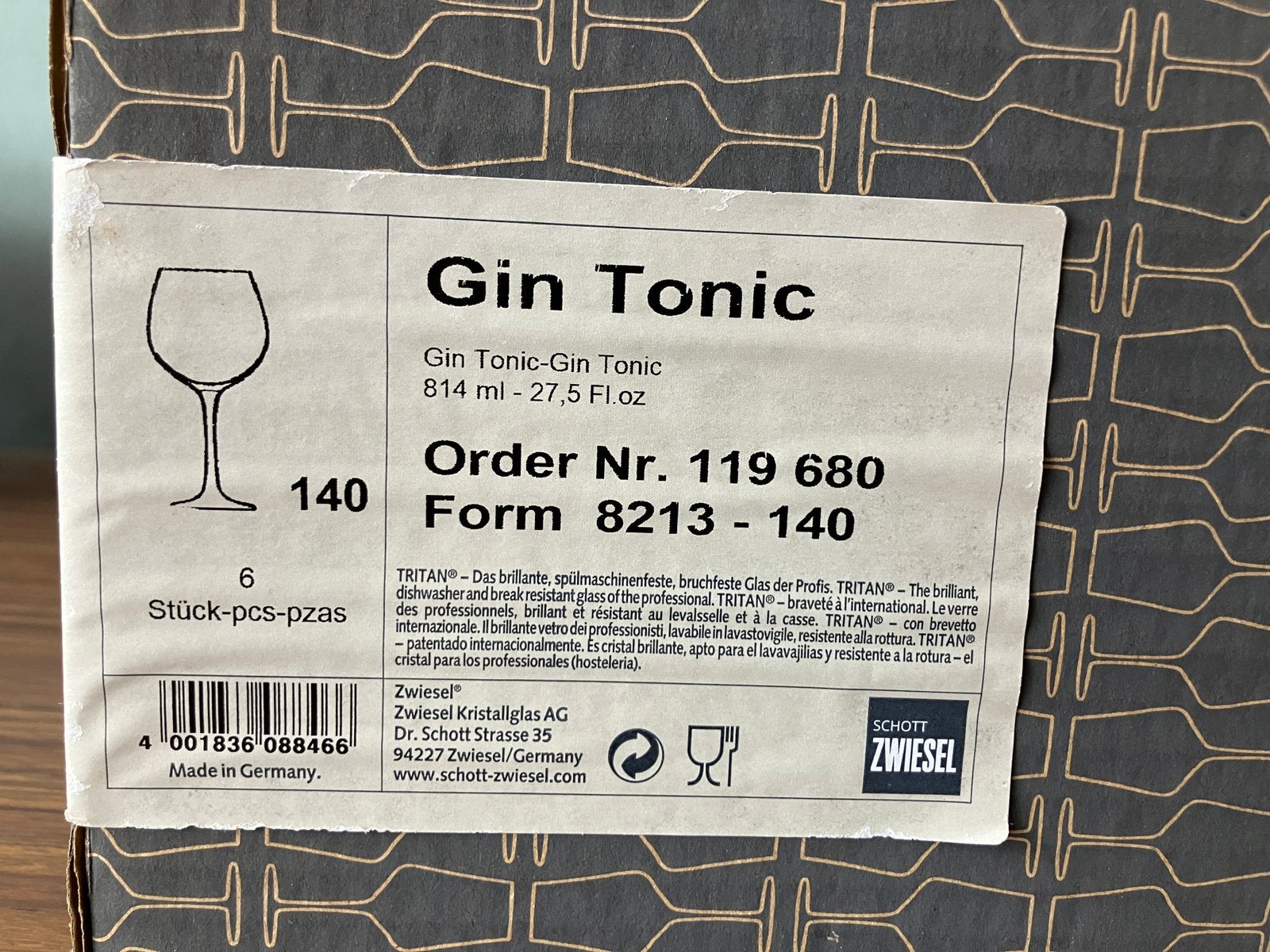 Schott Zwiesel Tritan Gin Tonic Glazen Set van 6, Huis en Inrichting, Glas of Glazen, Ophalen of Verzenden, Overige stijlen, Glas