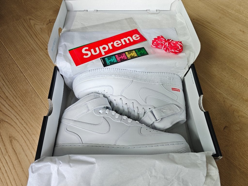 Nike Air Force 1 Mid Supreme / maat 45, Kleding | Heren, Wit, Nike, Nieuw, Ophalen of Verzenden