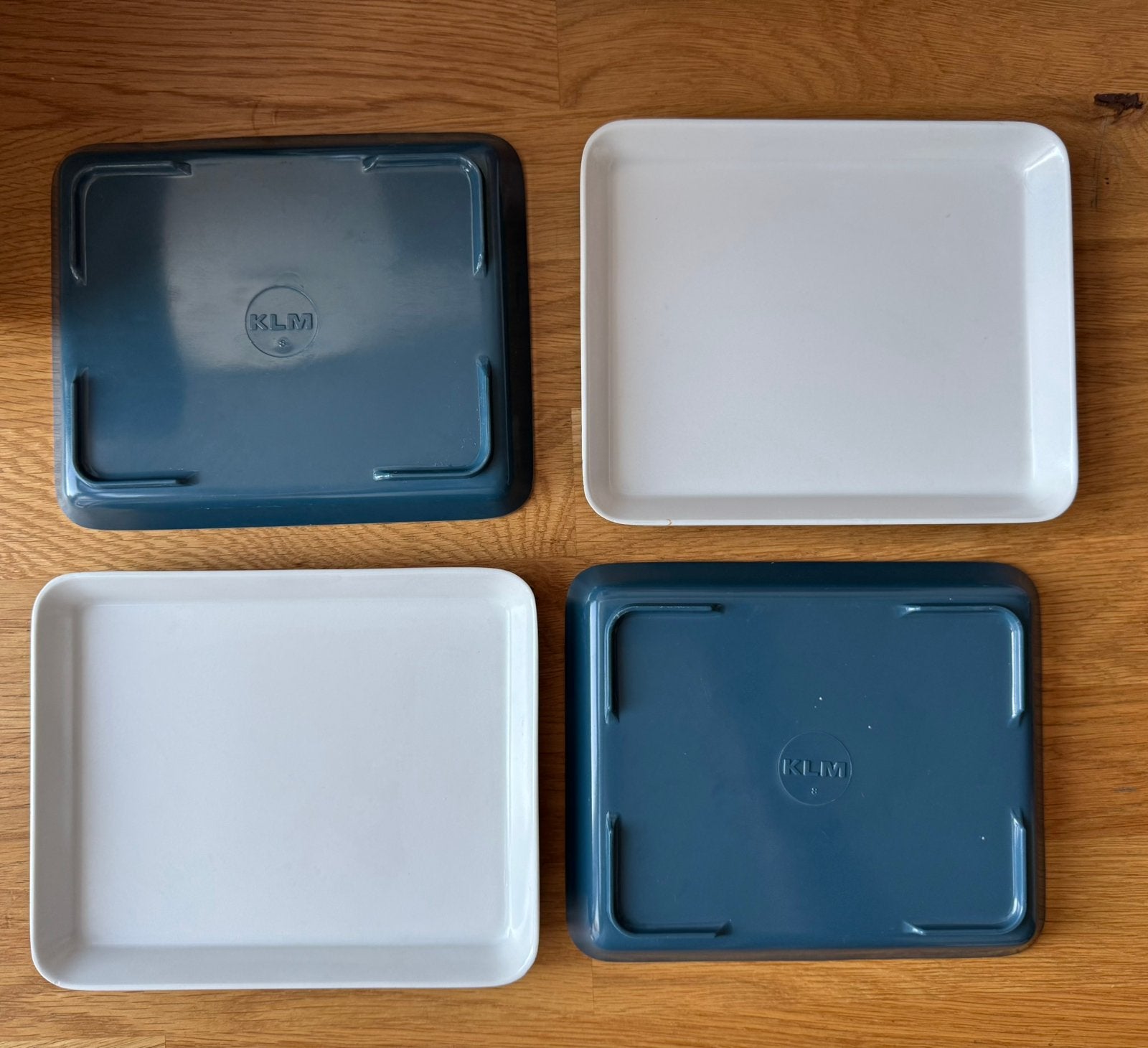 KLM Melamine Bordjes - 14x17cm - Set van 4, Huis en Inrichting, Overige materialen, Gebruikt, Ophalen of Verzenden, Bord(en)