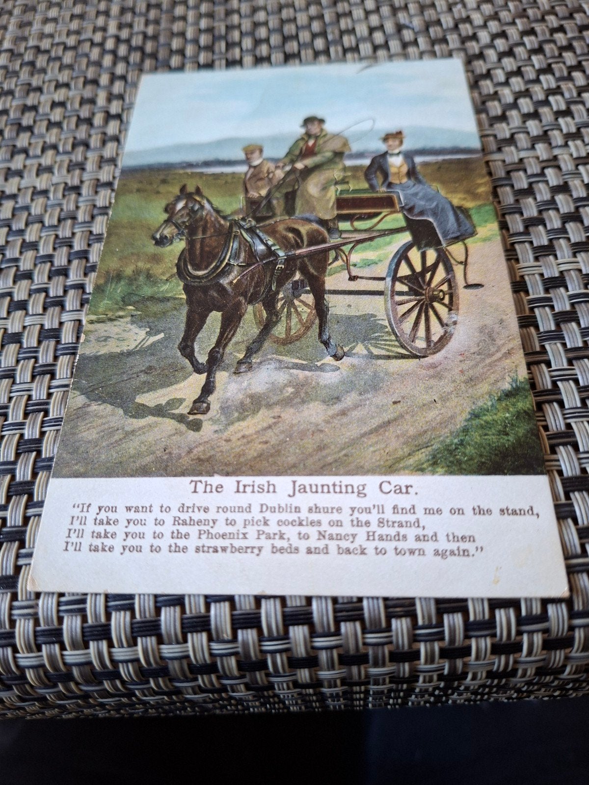 Antieke Ierse Jaunting Car Ansichtkaart - Dublin, Ophalen of Verzenden, 1920 tot 1940, Ongelopen, Overig Europa