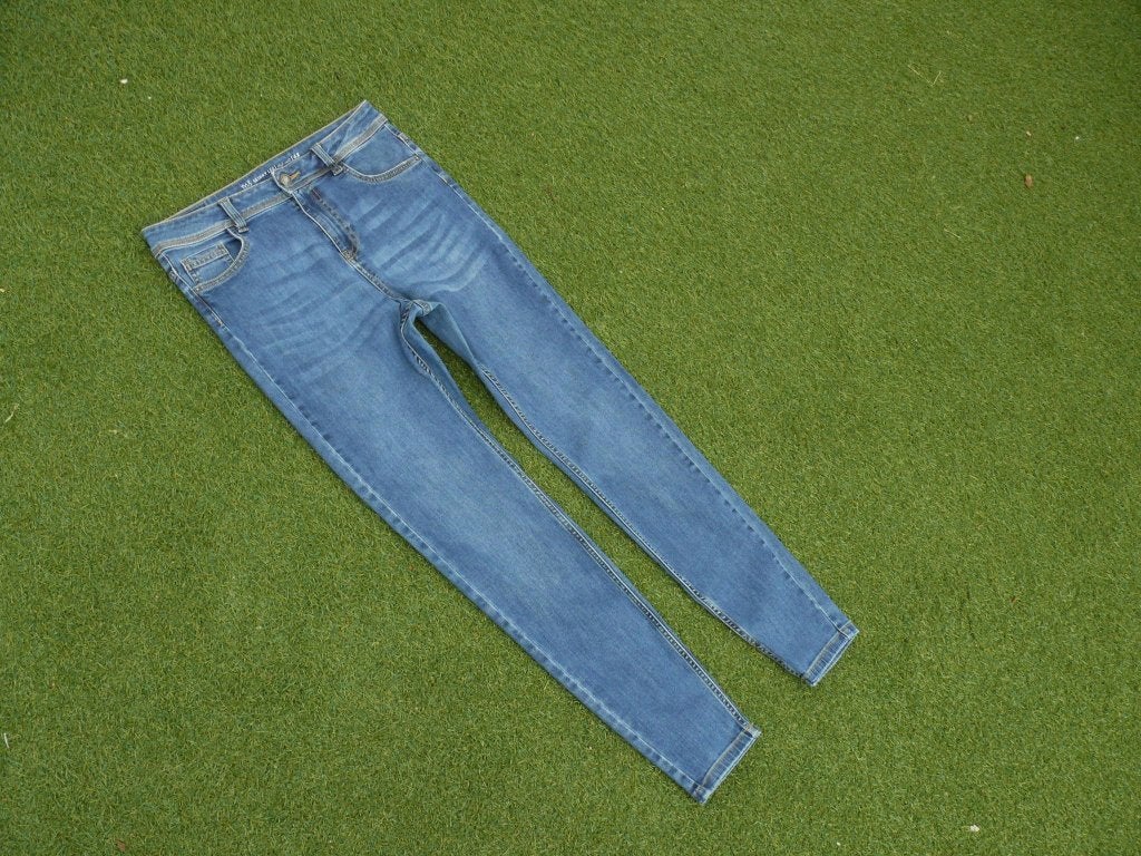 MS mode spijkerbroek skinny leg maat 42 lengte 32 stretch, Kleding | Dames, Spijkerbroeken en Jeans, Blauw, Ophalen of Verzenden