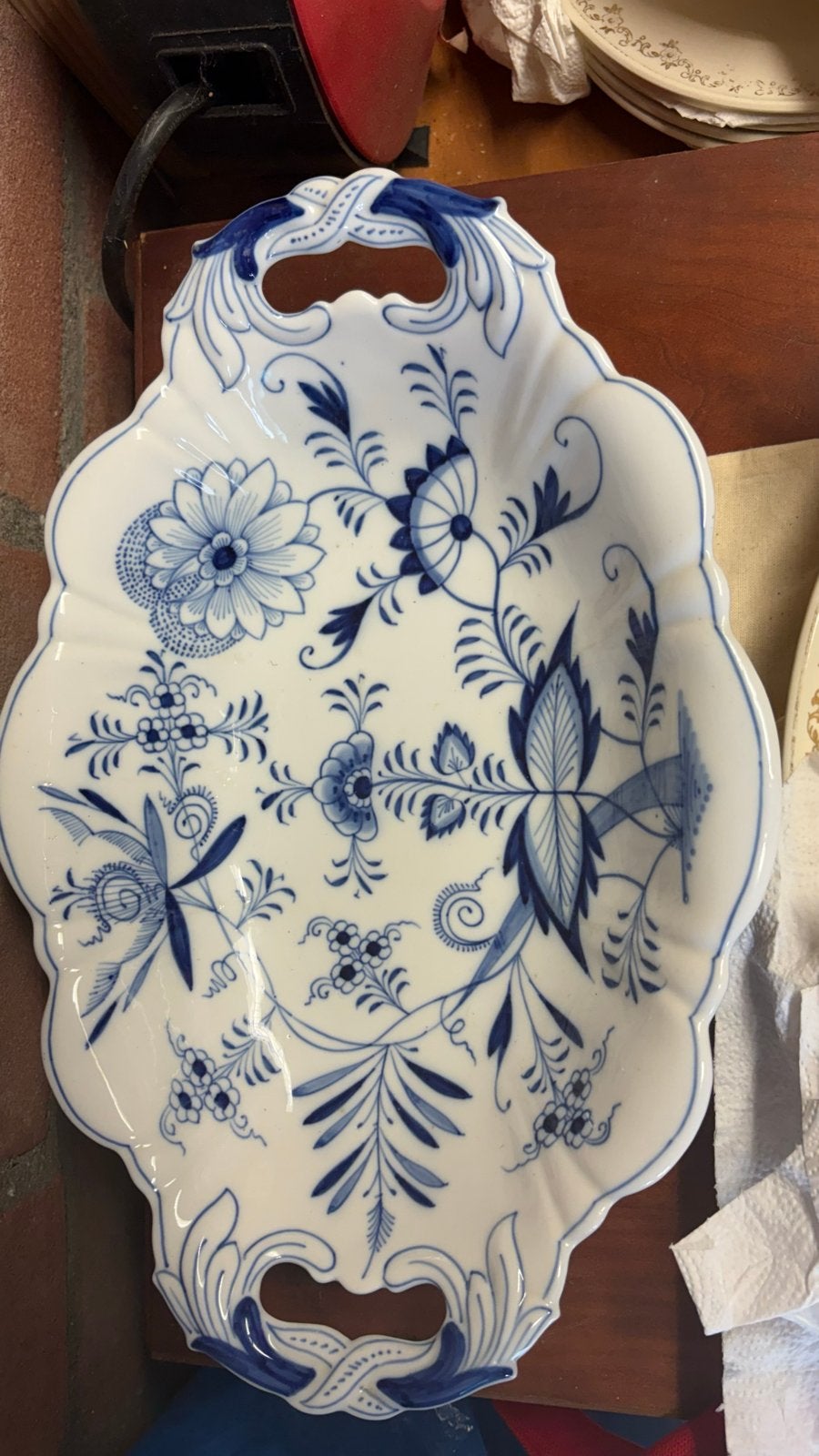 Prachtige Meissen Blauw Uienpatroon Schaal, Ophalen