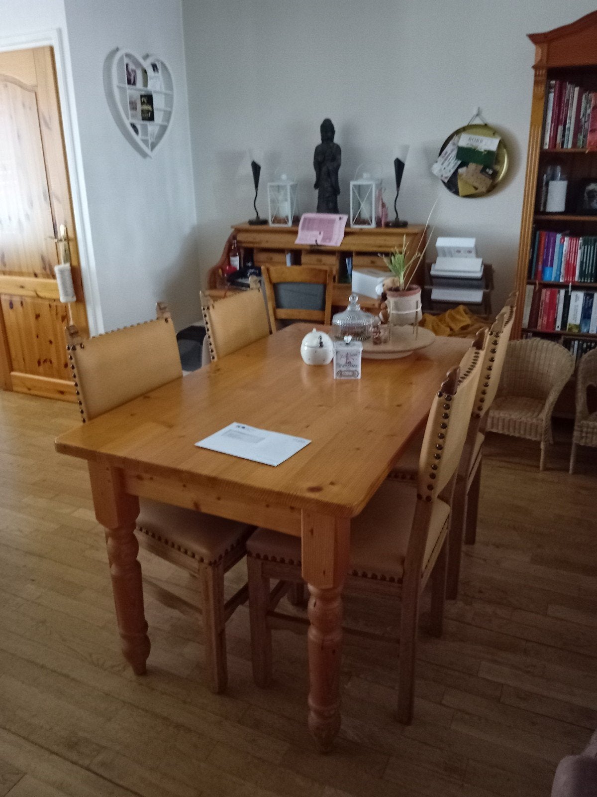 grenen tafel eiken stoelen oud grenen bureau, Ophalen, Gebruikt, 100 tot 150 cm, 150 tot 200 cm