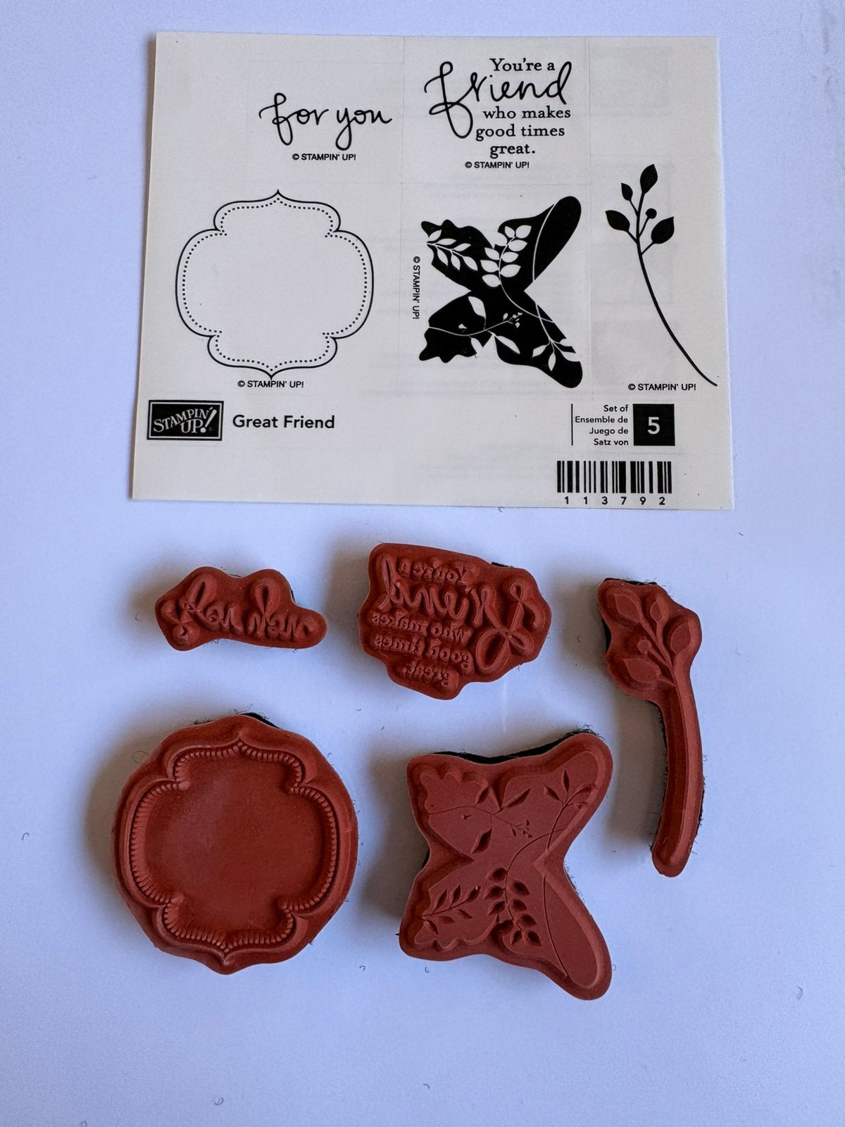 Stempel Stampin’ Up set: Great Friend, Verzenden, Zo goed als nieuw, EZ-mounted stempel