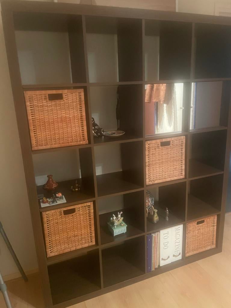 IKEA Kallax Kast Bruin met 20 vakken, Huis en Inrichting, Kasten | Wandmeubels, Ophalen, Overige materialen, 150 tot 200 cm, Zo goed als nieuw