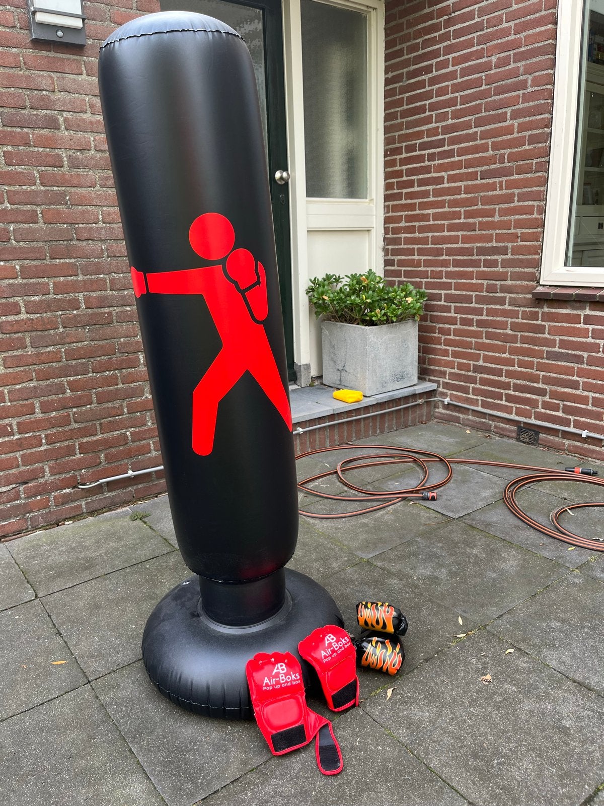 Air-Boks opblaasbare bokszak met handschoenen, Sport en Fitness, Boksen, Ophalen, Gebruikt, Bokszak