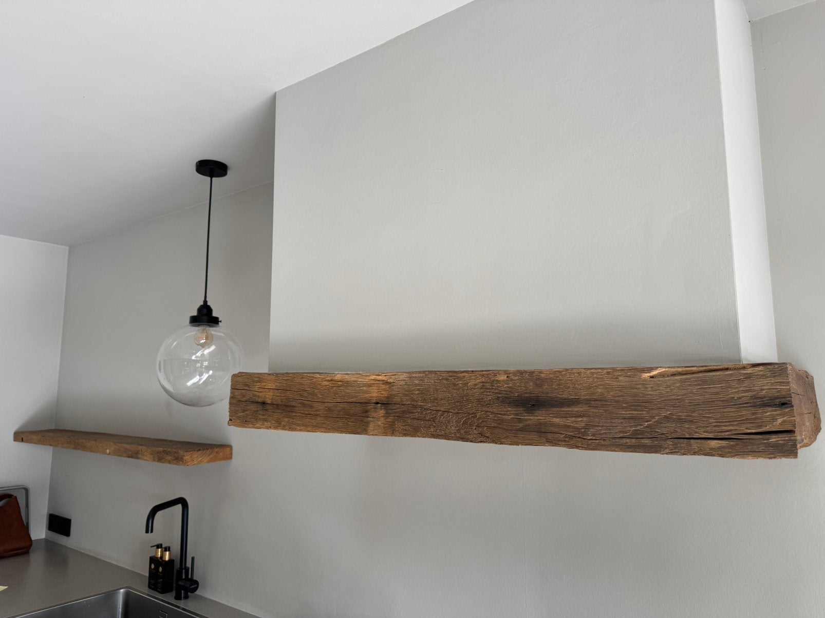 oud houten eiken wand plank en eiken balk voor schouw keuken, Ophalen, Plank, 50 mm of meer, Minder dan 200 cm