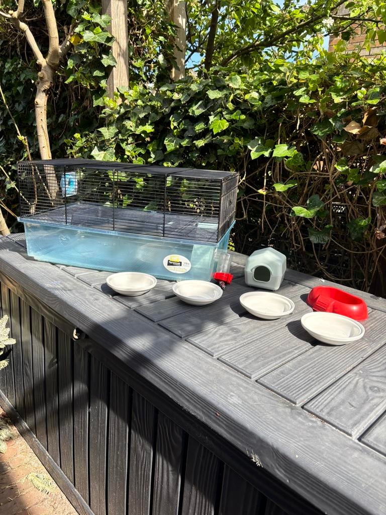 Hamster kooi, 2 verdiepingen, Dieren en Toebehoren, Knaagdieren en Konijnen | Hokken en Kooien, Minder dan 60 cm, Gebruikt, Minder dan 75 cm